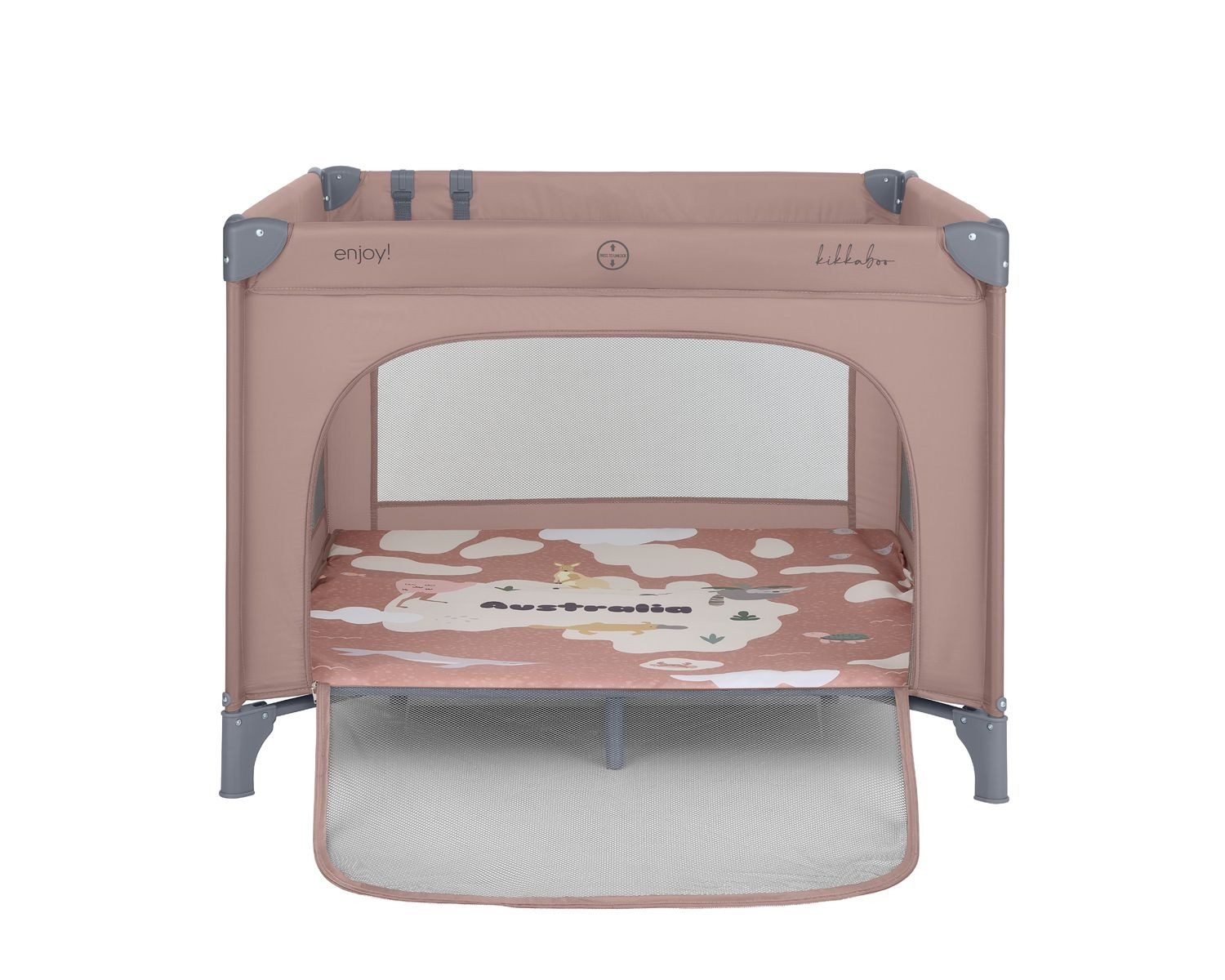 Kikkaboo Laufstall Laufstall Enjoy Matratze, Reißverschluss klappbar Tasche Hängegriffe