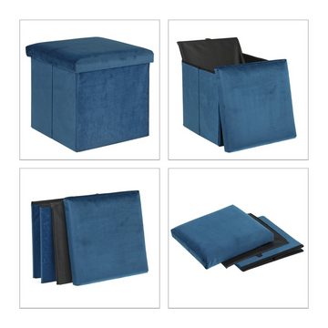 relaxdays Stauraumhocker Sitzhocker mit Stauraum, Blau