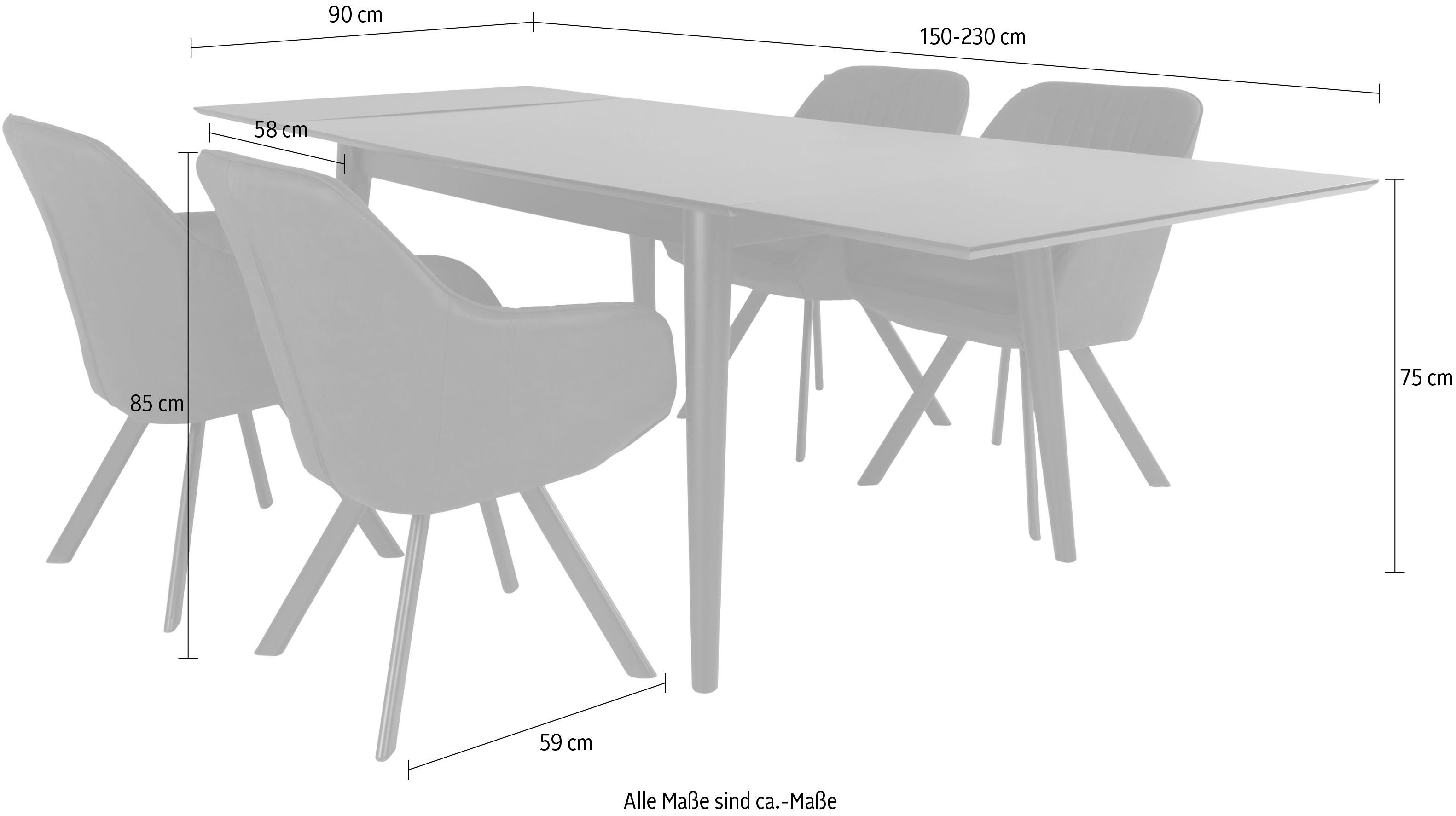 Homexperts Essgruppe Odense, (Set, 5-tlg), Tisch mit ausziehbarem
