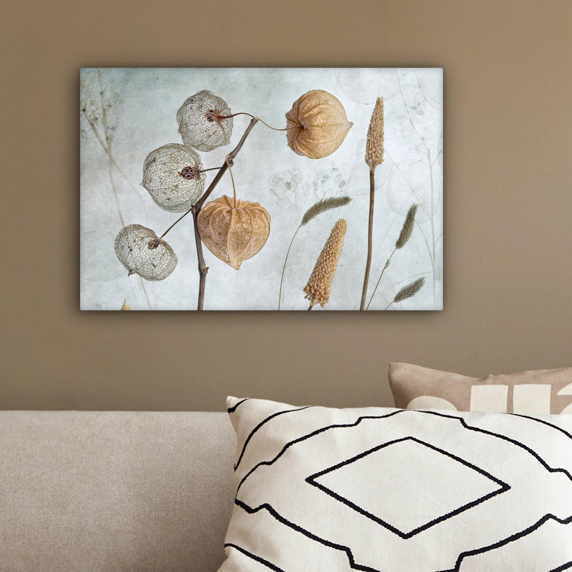 OneMillionCanvasses® Leinwandbild Stilleben - Natur - Herbst - Trockenblumen - Braun, Fotodruck (1 St), Leinwand Canvas Wandbild, Wanddekoration 20x30 cm – Bild 4 von 5