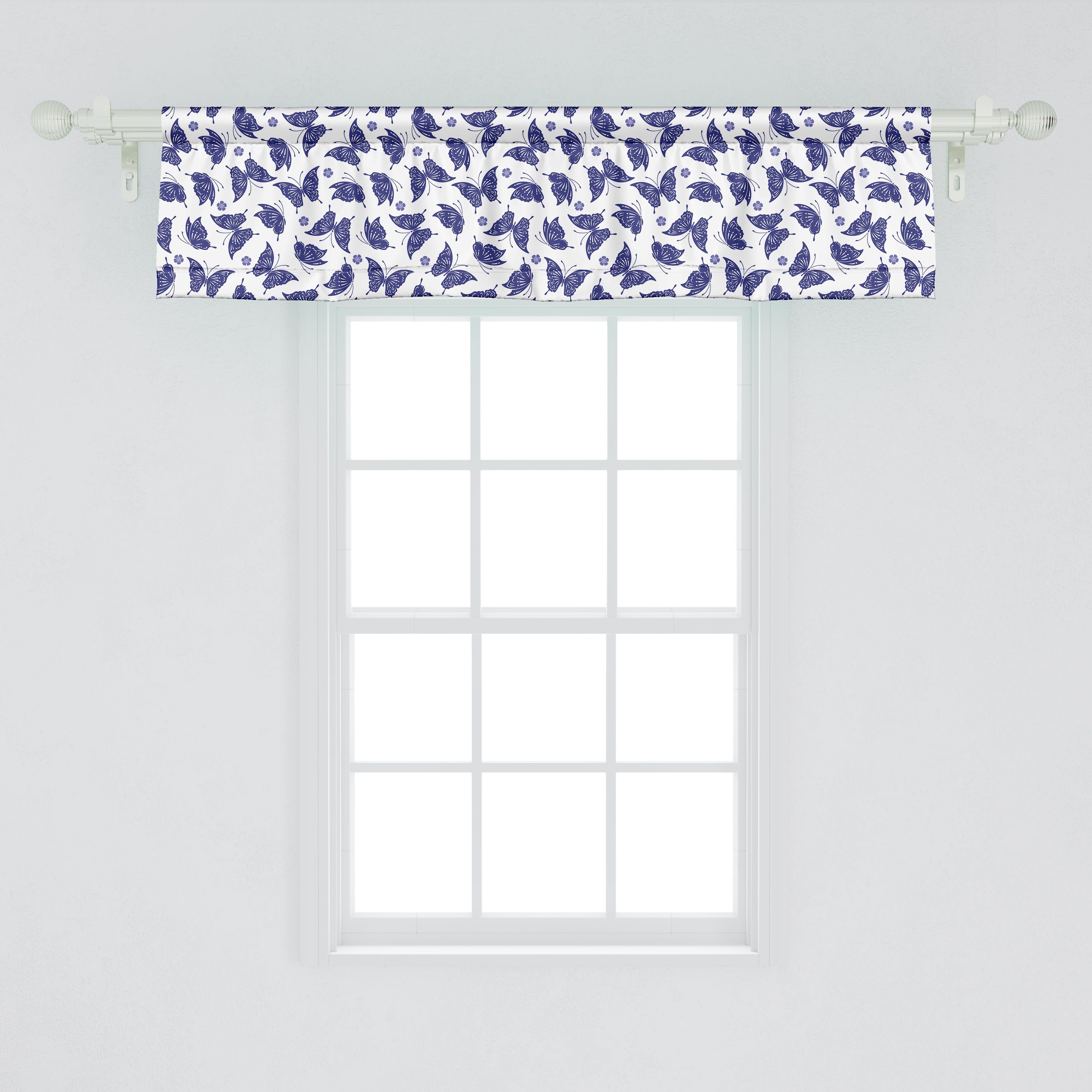 Mariposa Schlafzimmer Entwerfen Dekor Vorhang Floral Küche Scheibengardine Stangentasche, Abakuhaus, Schmetterling für Volant von Microfaser, mit