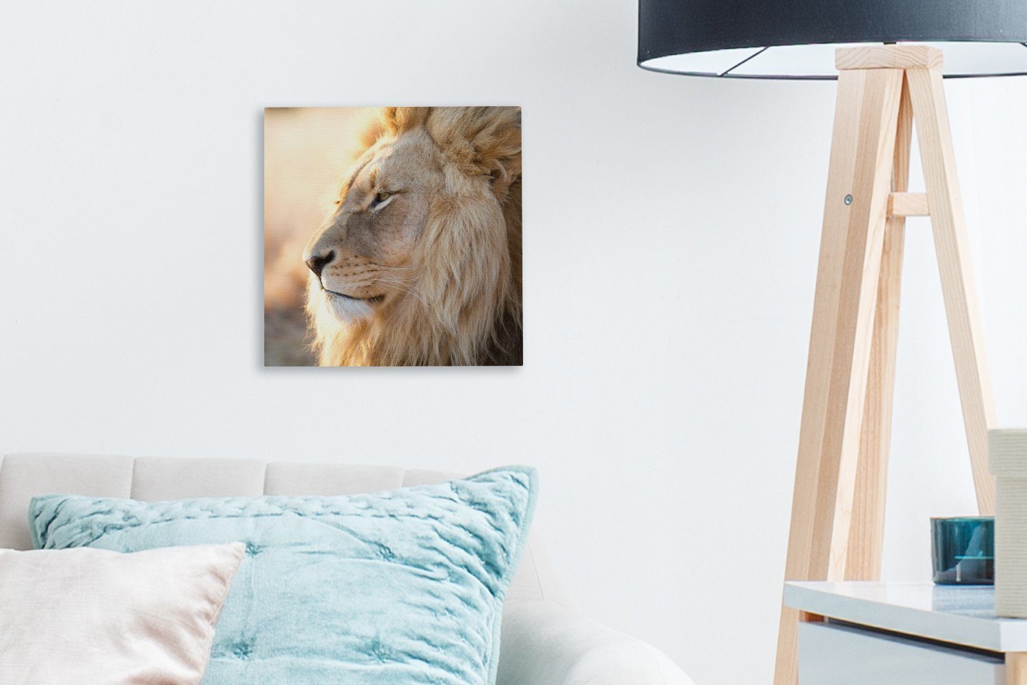 St), Löwe Profil- Wohnzimmer für Leinwandbild Leinwand - Bilder (1 OneMillionCanvasses® Schlafzimmer Tiere,
