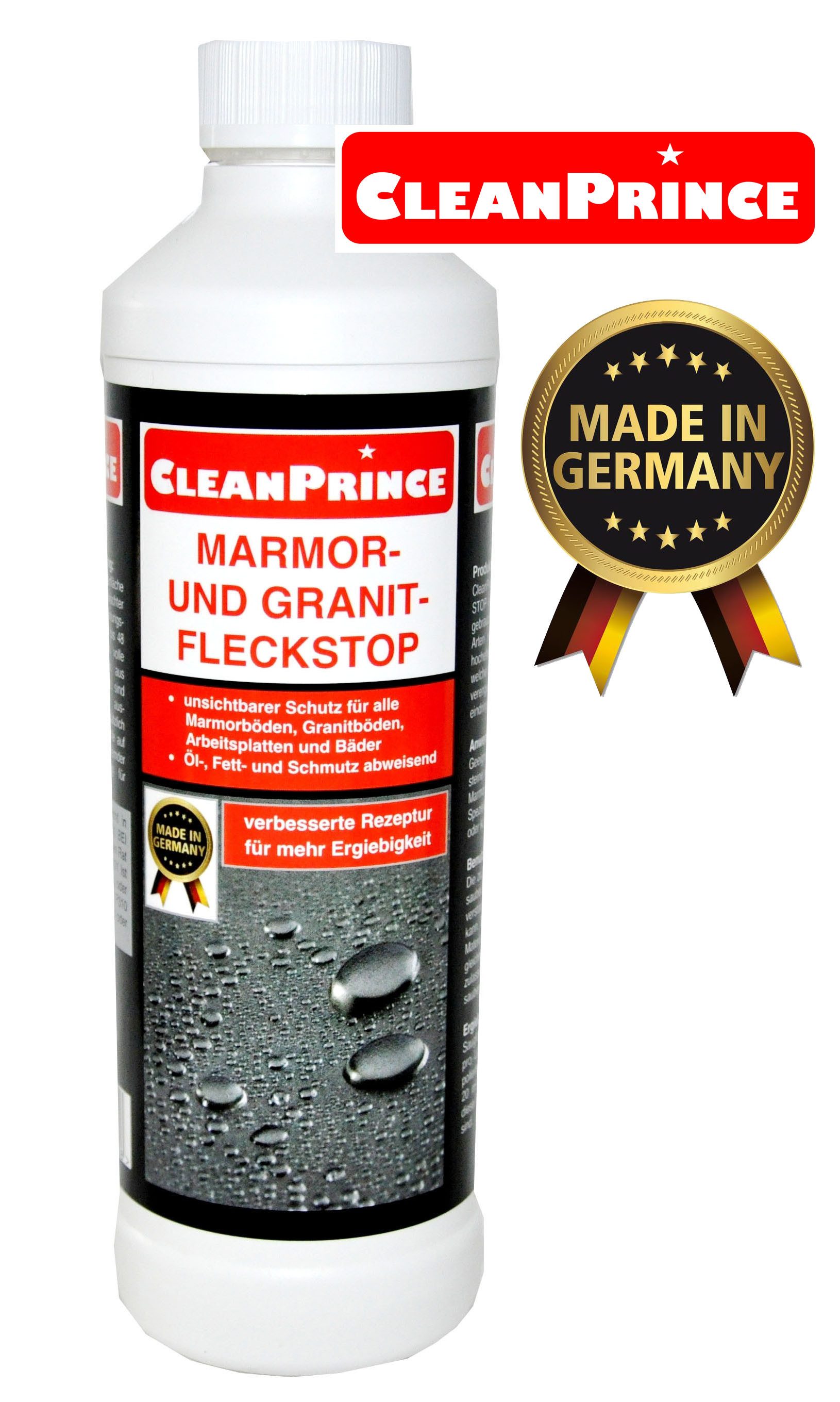 CleanPrince Marmor Granit Fleckstop, innen außen Naturstein-Imprägnierung