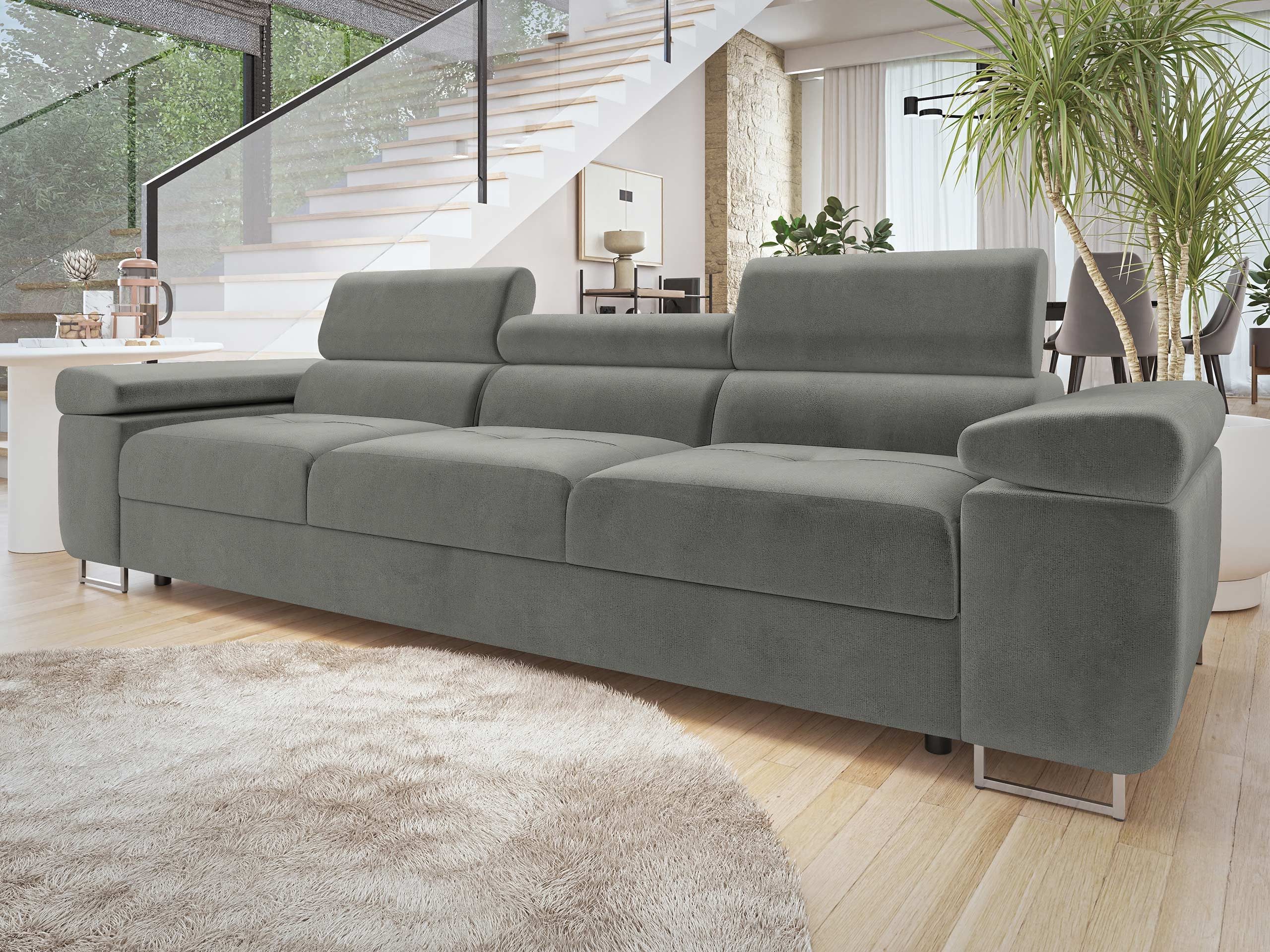 MIRJAN24 Sofa Torezio 3, Einstellbare Kopfstützen, 263x102x70-90 cm