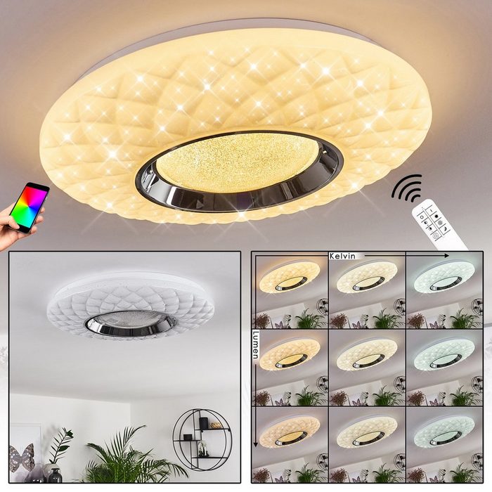 hofstein Deckenleuchte LED Wohn Schlaf Zimmer Beleuchtung Smart-App Flur Leuchten Decken Lampe dimmbar