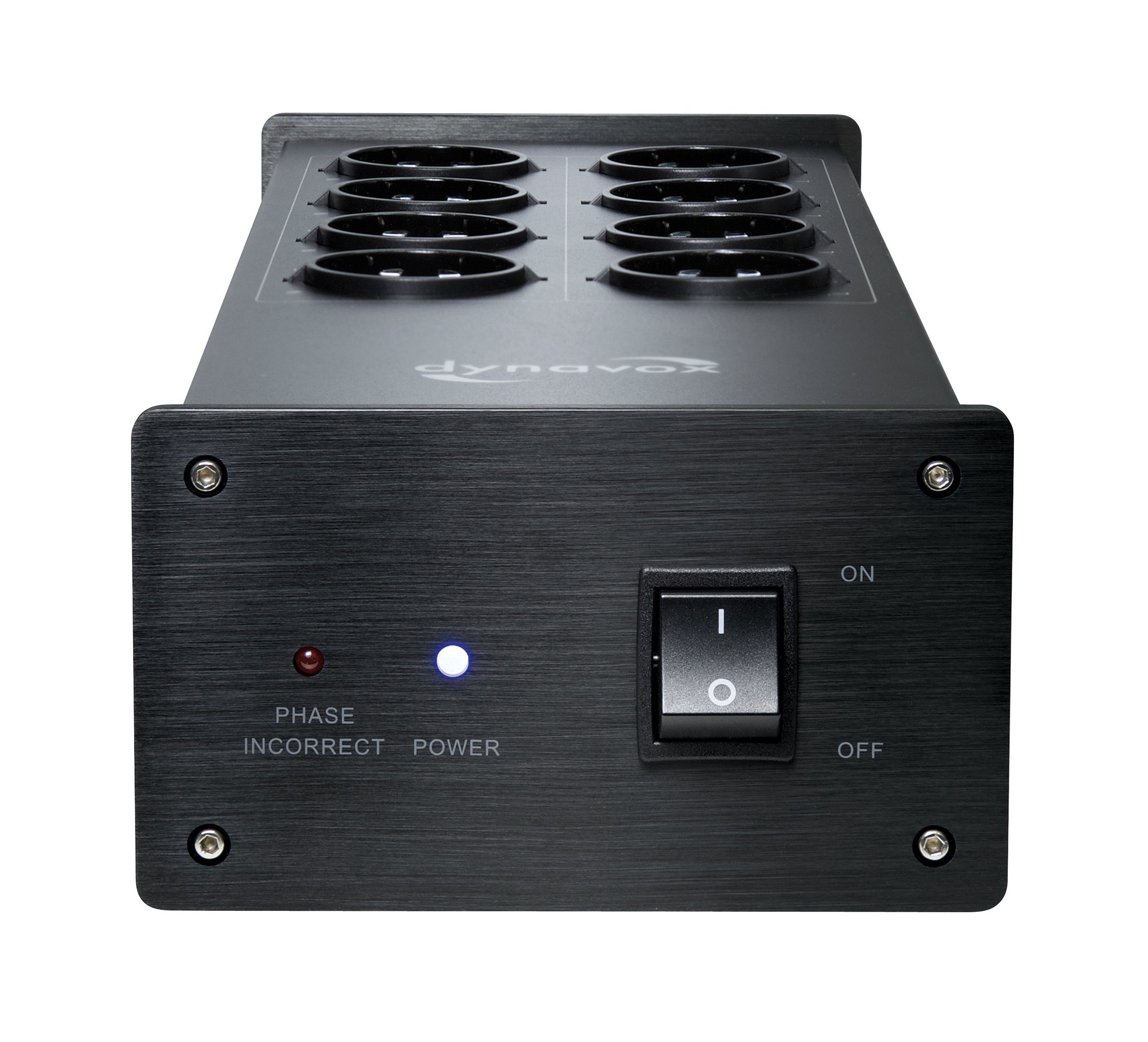 Dynavox X4100 Mehrfachsteckdose 8-fach (Kabellänge 1.5 m), Hifi-Netzfilter, mit LED-Kontrollleuchte für korrekte Phasenlage