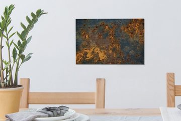 OneMillionCanvasses® Leinwandbild Gold - Rost - Stahl, (1 St), Wandbild Leinwandbilder, Aufhängefertig, Wanddeko, 30x20 cm