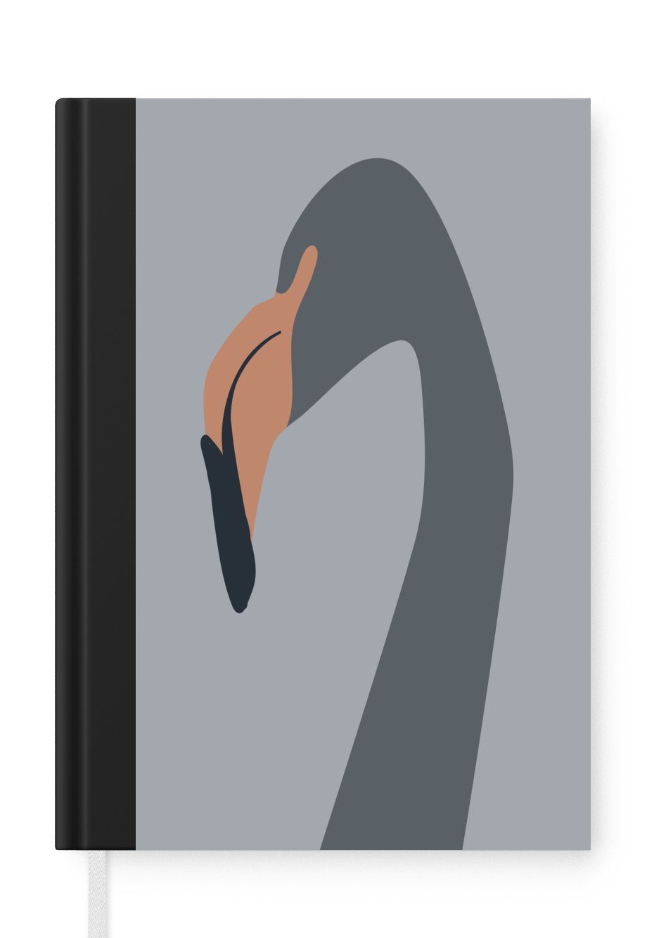 MuchoWow Notizbuch Pastell - Flamingo - Grau, Journal, Merkzettel, Tagebuch, Notizheft, A5, 98 Seiten, Haushaltsbuch