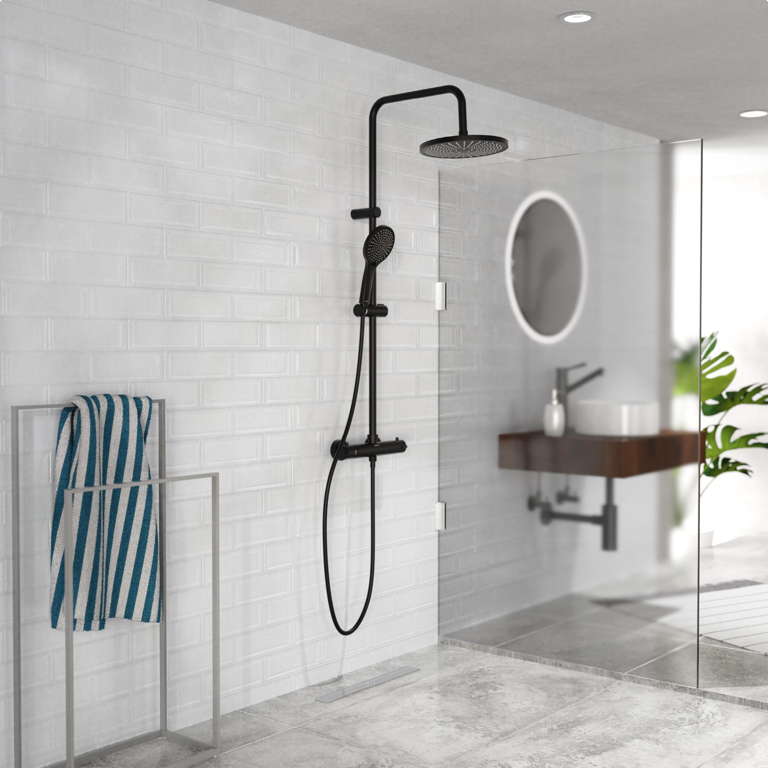 Schütte Duschbrause ADRIA, (Set), mit Thermostatarmatur, 3-fach verstellbar, Antikalk-Noppen