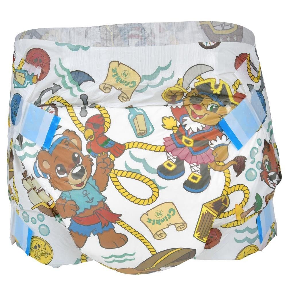 Crinklz Windeln Crinklz Buccaneer - M (75-110 cm) (15-St., Windeln mit Folie und Seefahrer Motiven)