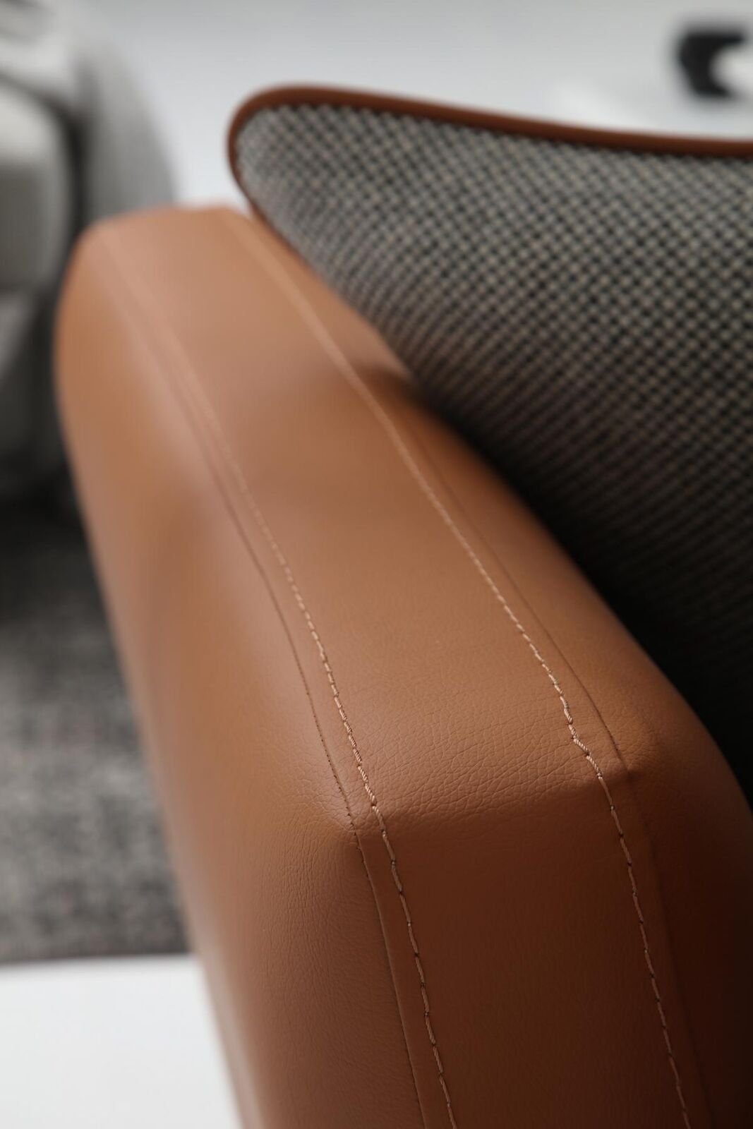 JVmoebel 3-Sitzer Dreisitzer Teile, 1 in Europa Sofa Modern Sitzer Design 3 Grau, Orange Stoff Made Wohnzimmer