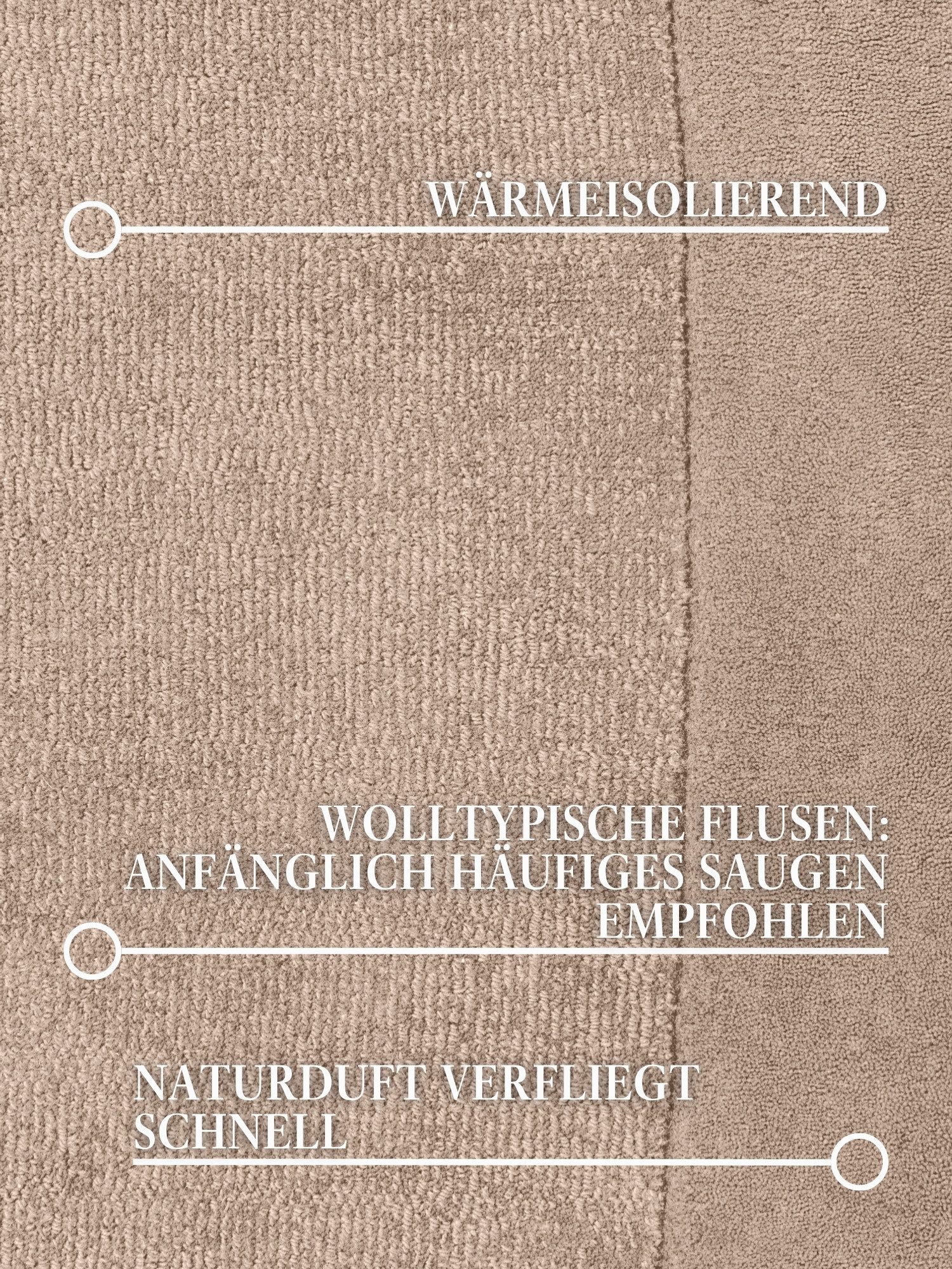 Villeroy & Boch Teppich Wollteppich Kivi, rund, Höhe: 17 mm, Handgewebt, Wolle, Bordüre, Einfarbig, Läufer, Wohnzimmer, Organisch – Bild 4 von 5
