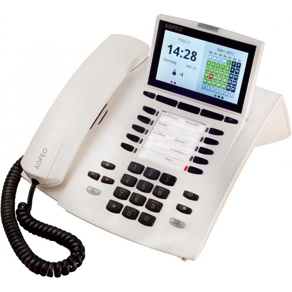 Agfeo ST45 IP - reinweiß - Telefon Systemtelefon Kabelgebundenes VoIP-Telefon 