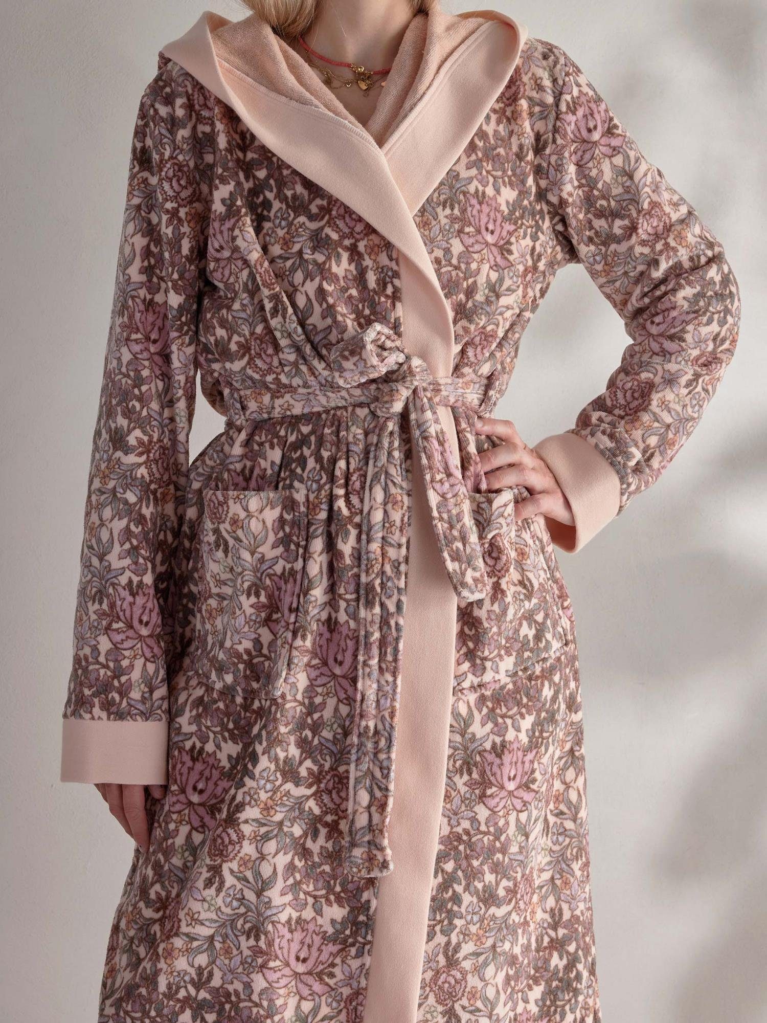 Essenza Damenbademantel Perri Ophelia, Langform, Baumwolle, Kapuze, Gürtel, günstig online kaufen