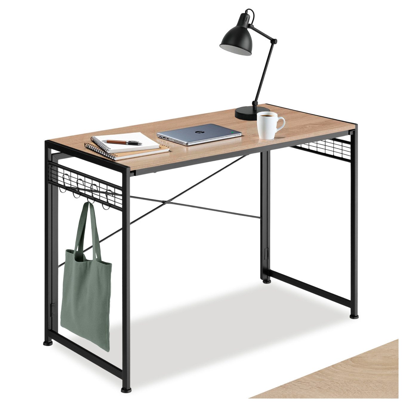 tectake Schreibtisch Paterson (1-St., 1 tlg), Klappbarer Schreibtisch im kontrastreichen Industrial Style