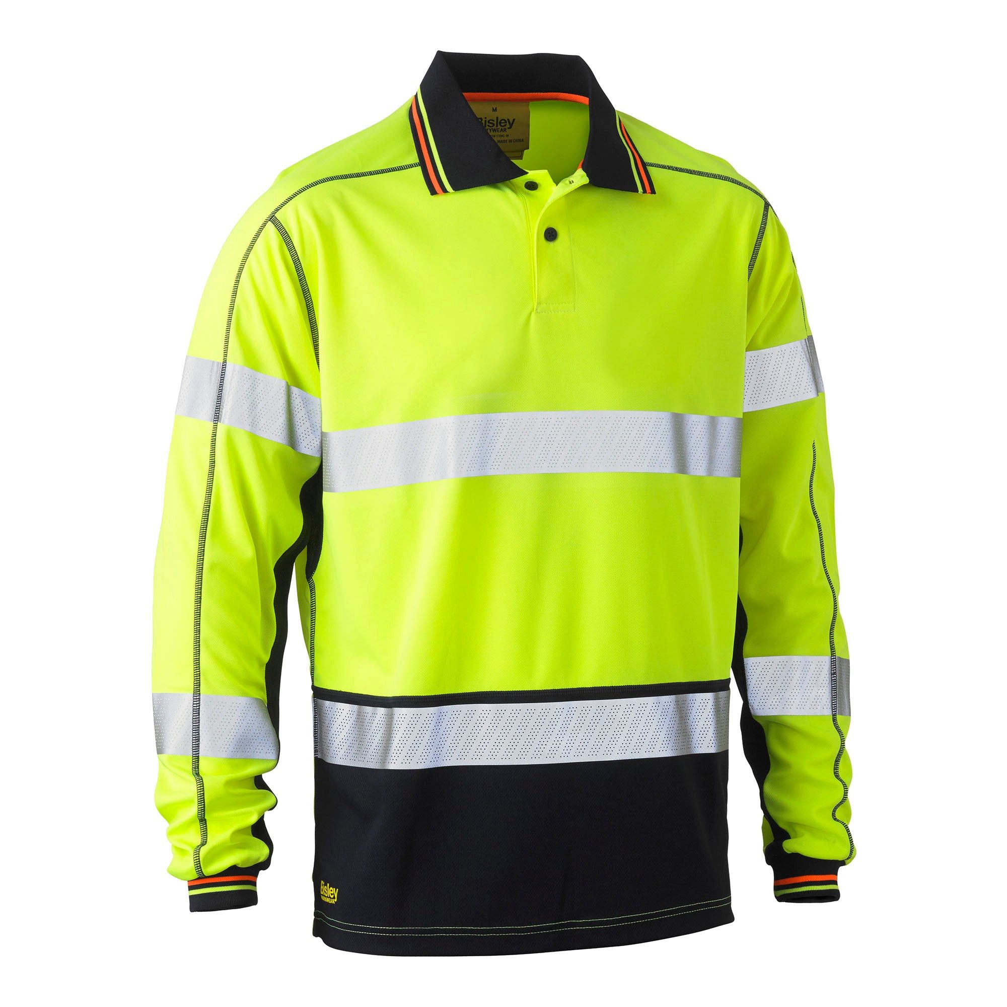 Bisley Workwear Warnschutz-Shirt BISLEY BRAIDON HI VIS LANGARM Poloshirt Hohe Sichtbarkeit