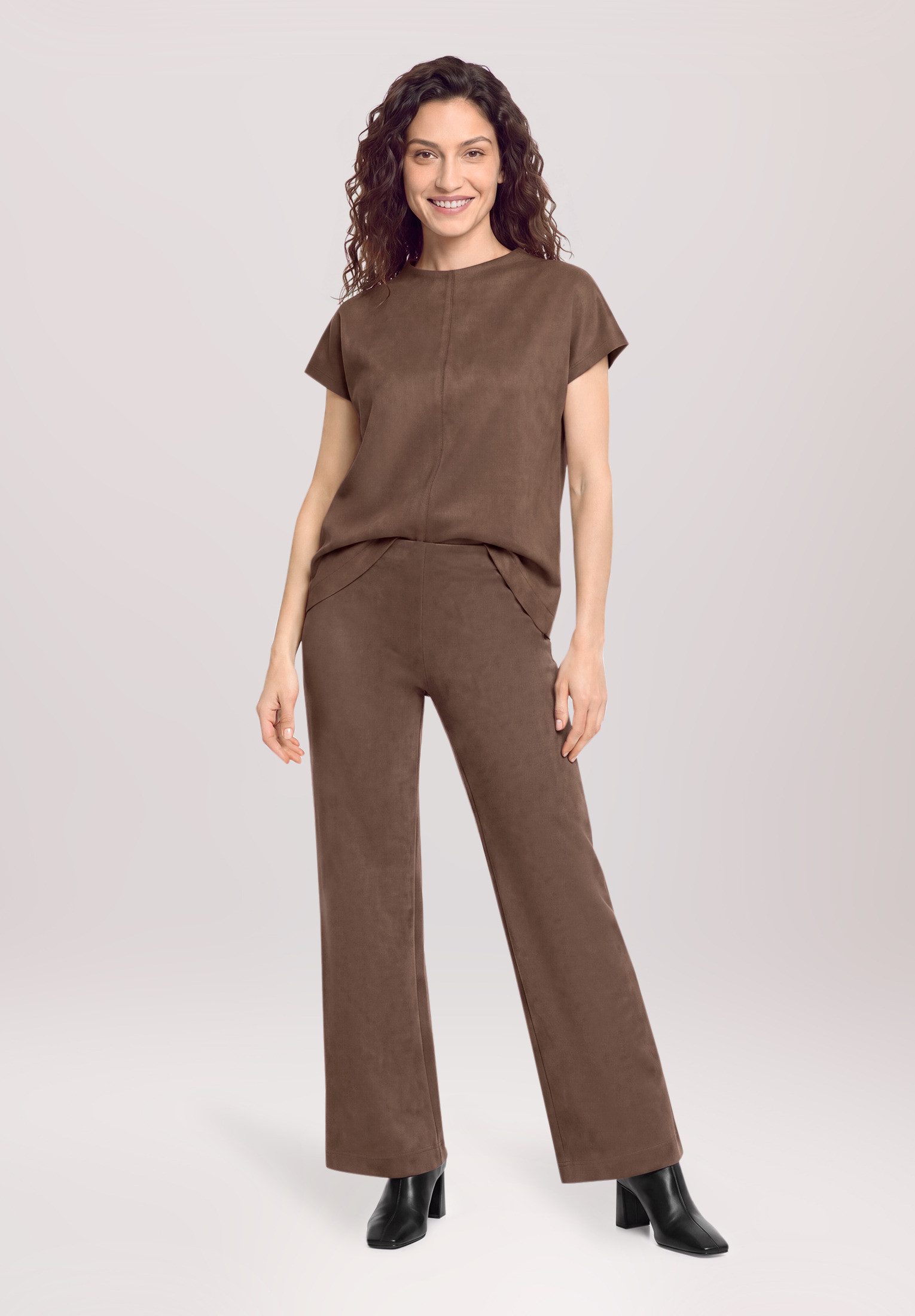 Cartoon Kurzarmshirt Damen mit Stehkragen (1-tlg)