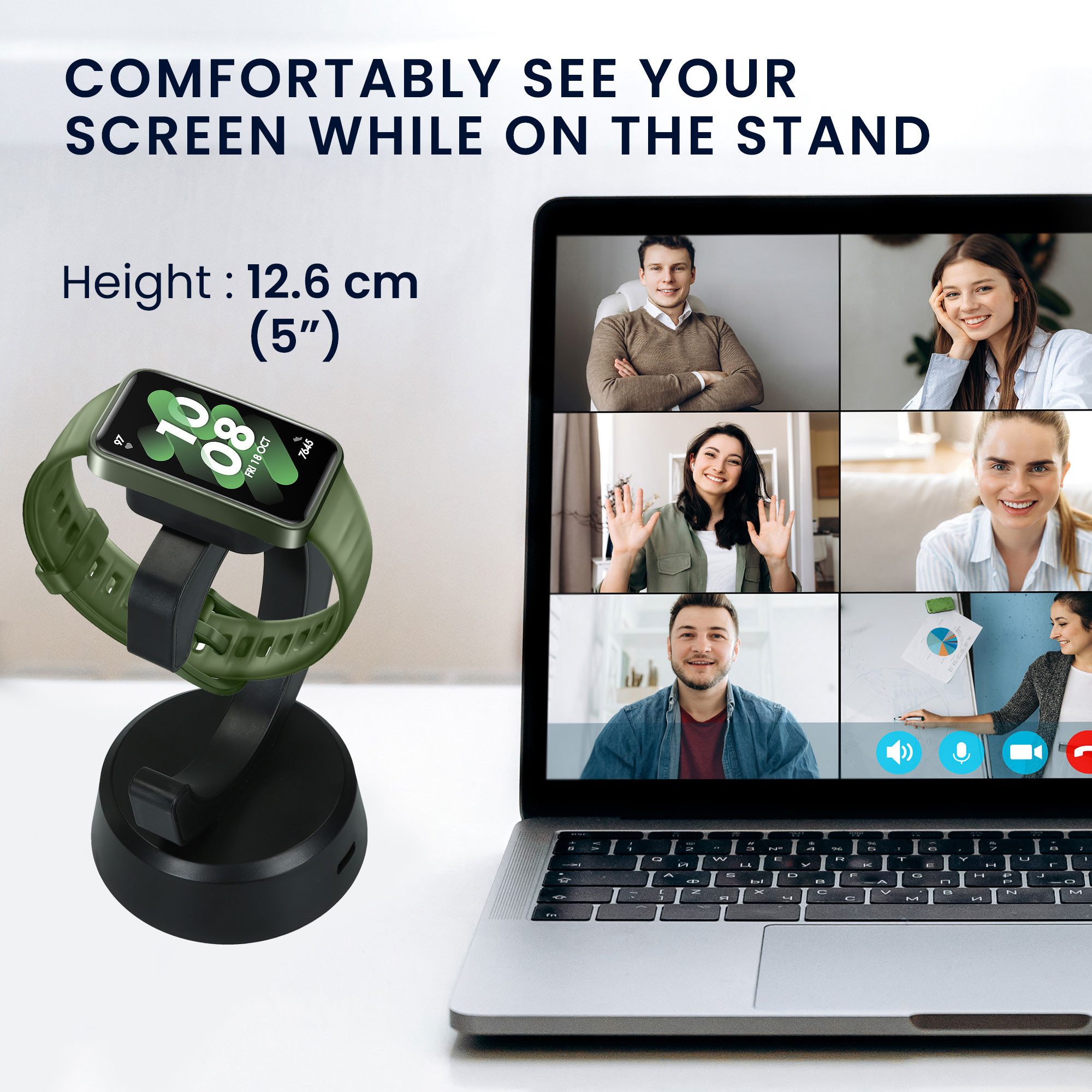 kwmobile USB Ladegerät für Huawei Band 10 / Honor Band 9 / Band 7 / Band 6 / Smartwatch-Ladekabel, (12.80 cm), Smart Watch Ladestation - Ladekabel mit Standfunk – Bild 5 von 5