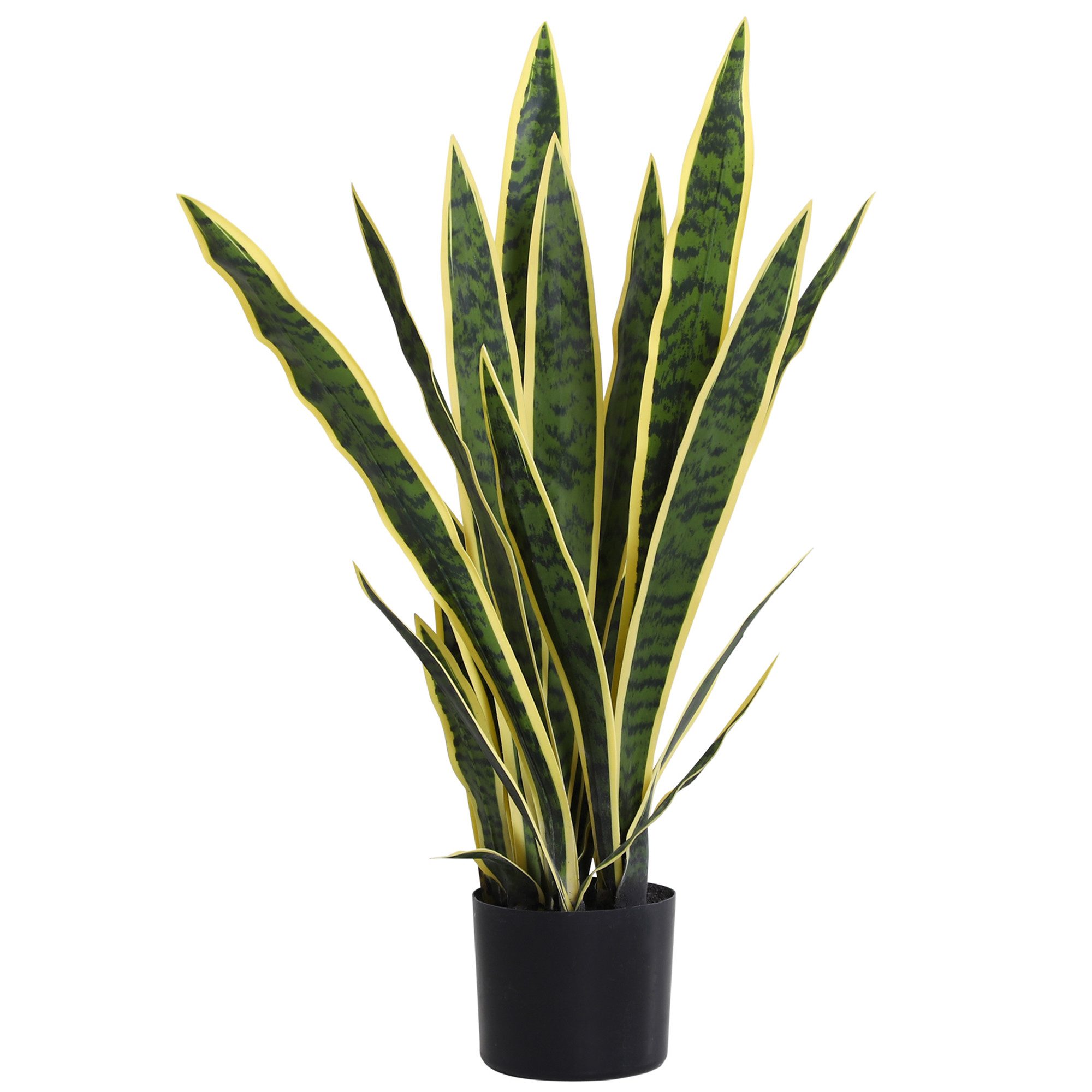 Kunstpflanze Künstliche Sansevieria, Pflanzen im Topf, Fake Plant wie echt Bogenhanf, Outsunny, Höhe 77 cm, 21 Blätter, biegsame Zweige, wartungsfrei – Bild 2 von 5