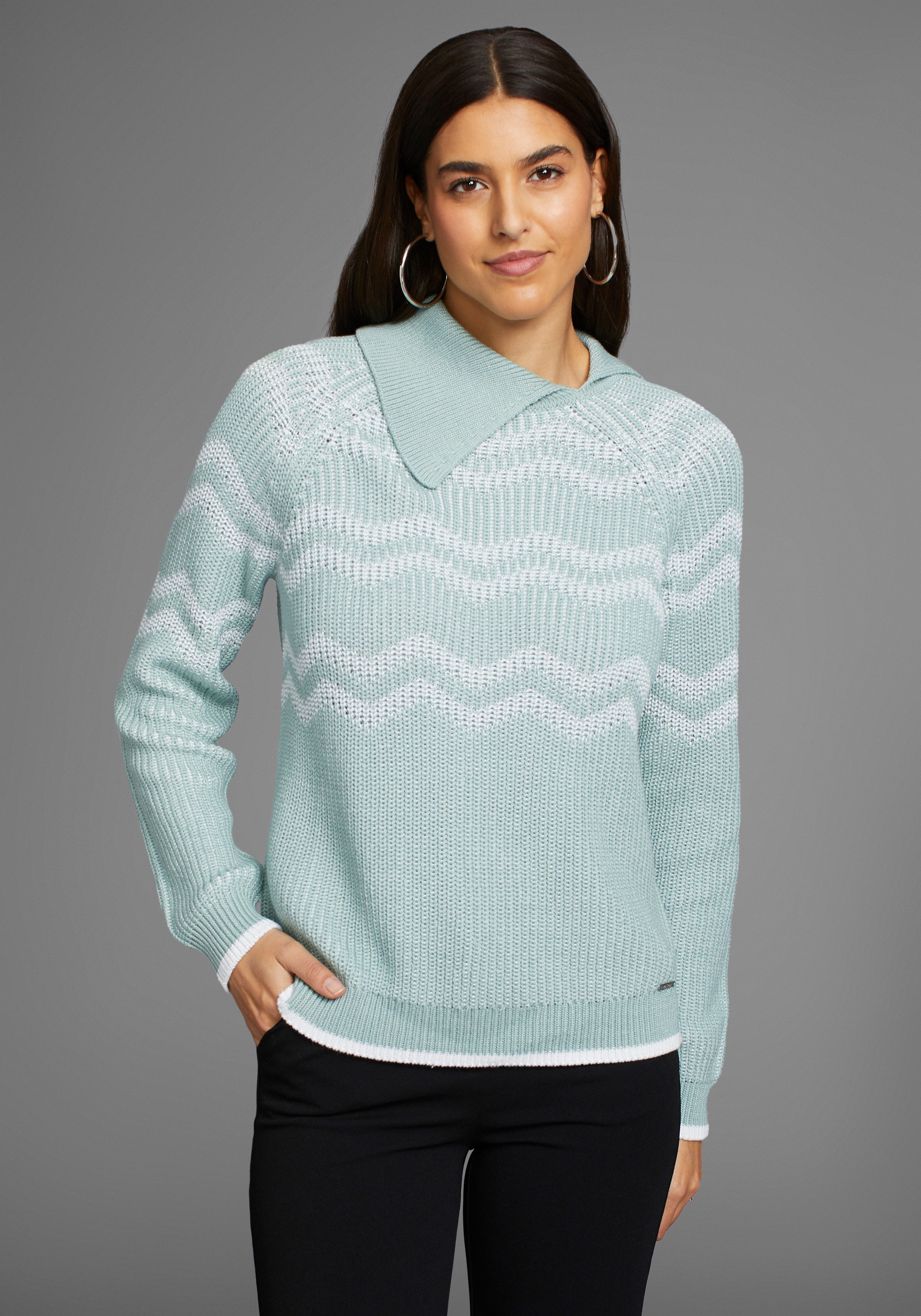 Laura Scott Strickpullover mit Zickzackstrickmuster günstig online kaufen