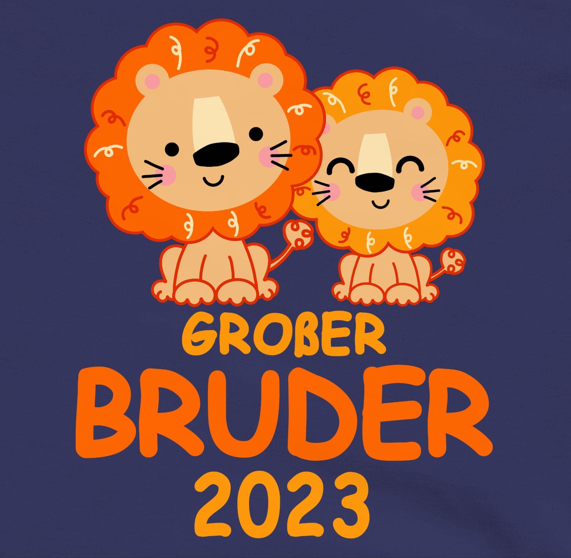Bruder mit Großer Blau Löwen Navy 1 2023 Shirtracer Bruder Hoodie Großer