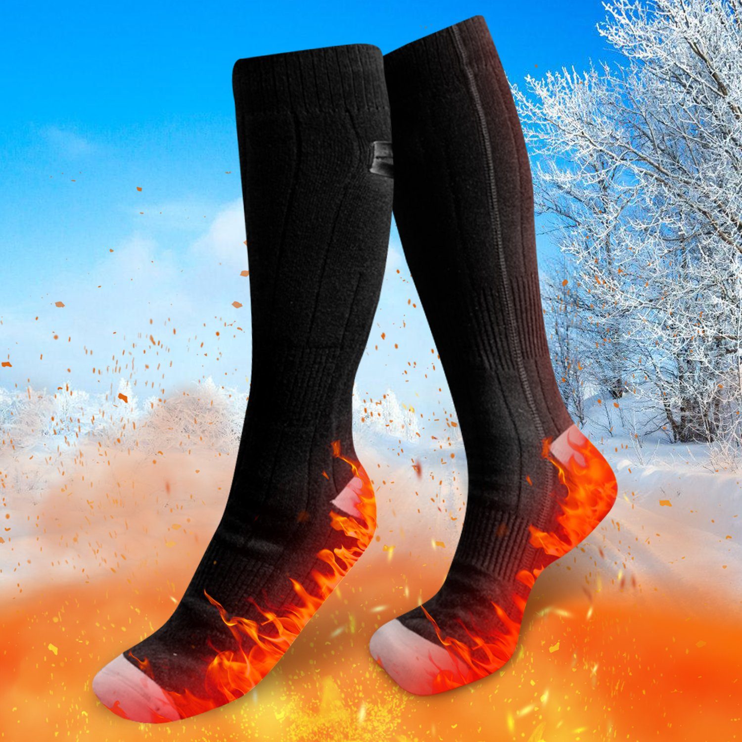 Lospitch Einlegesohlen Beheizbare Socken Sportsocken Camping Beheizter 4200mAh Heizsocke Feet