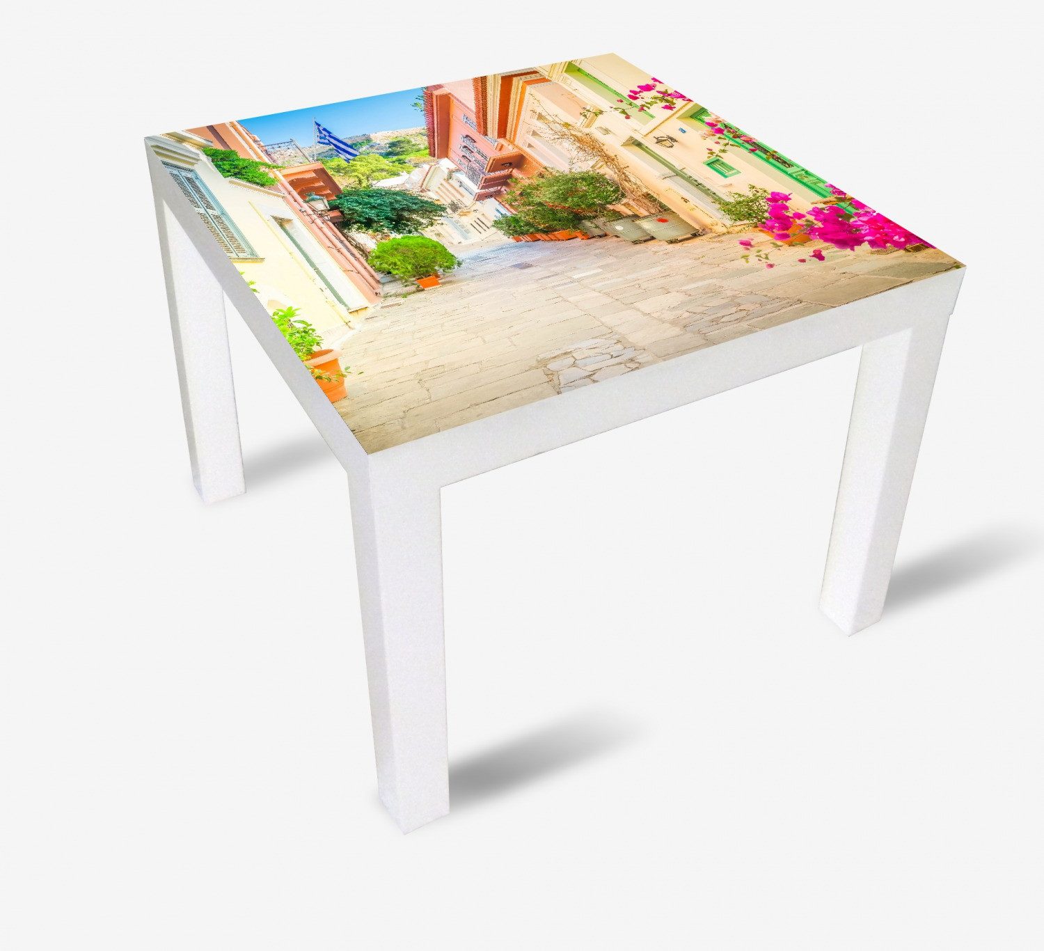 Wallario Möbelfolie Mediterrane Straße im Blütenrausch