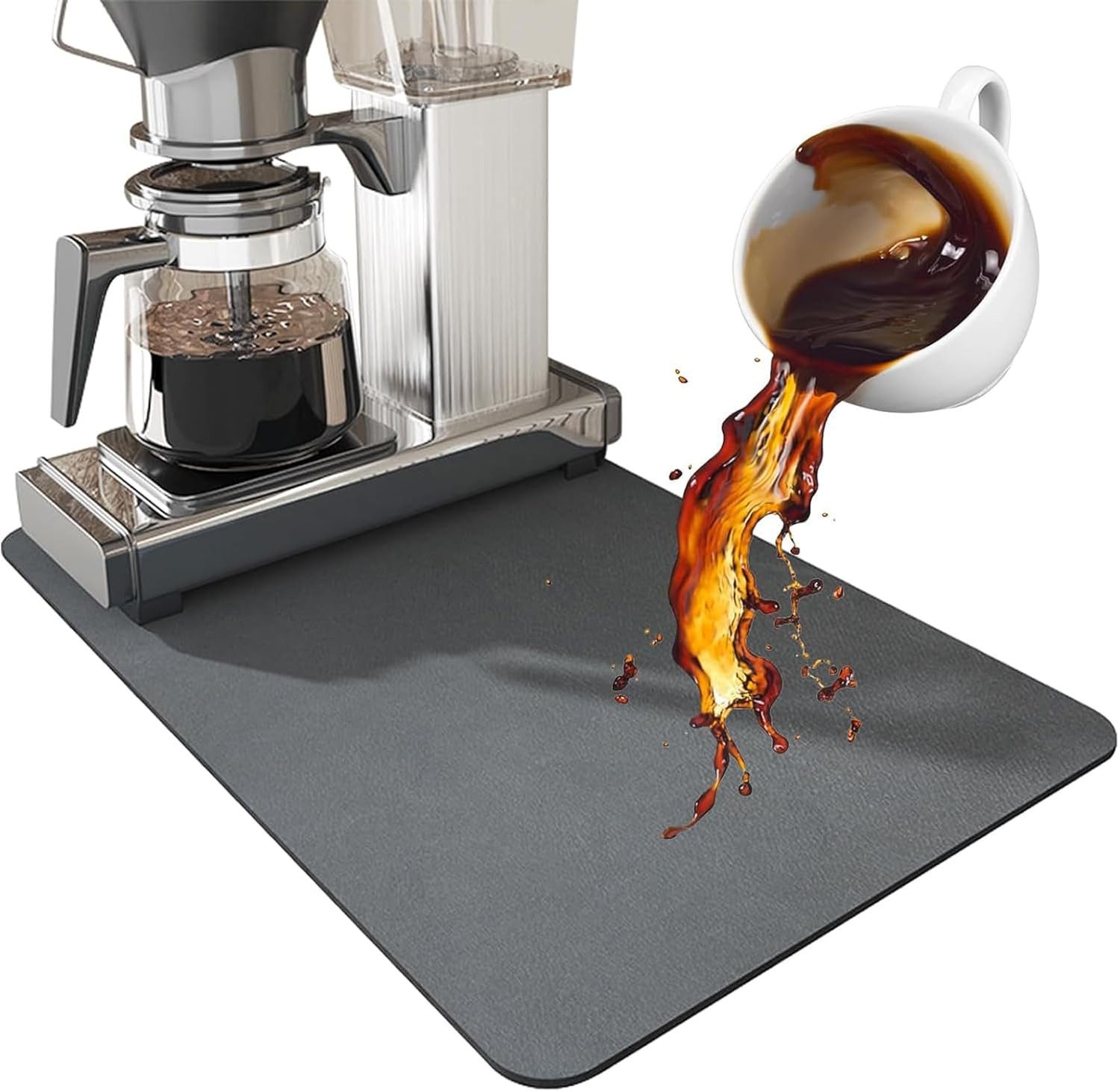 Agger Abtropfmatte Superabsorbierende Kaffeemaschinenmatte, Küchen-Absorptionsmatte, rutschfeste Tropfmatte, geeignet für Spüle, Kaffeemaschine, Badezimmer