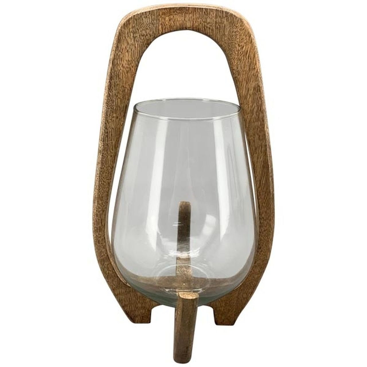Small-Preis Teelichthalter Windlicht aus Holz mit Glaseinsatz in 3 Größen wählbar