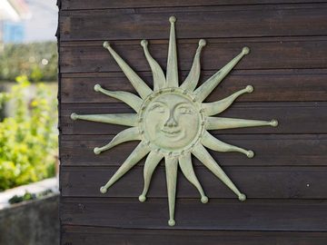 Aubaho Gartenfigur Wanddekoration Sonne 60cm Eisen Garten Terrasse grün antik Stil metal