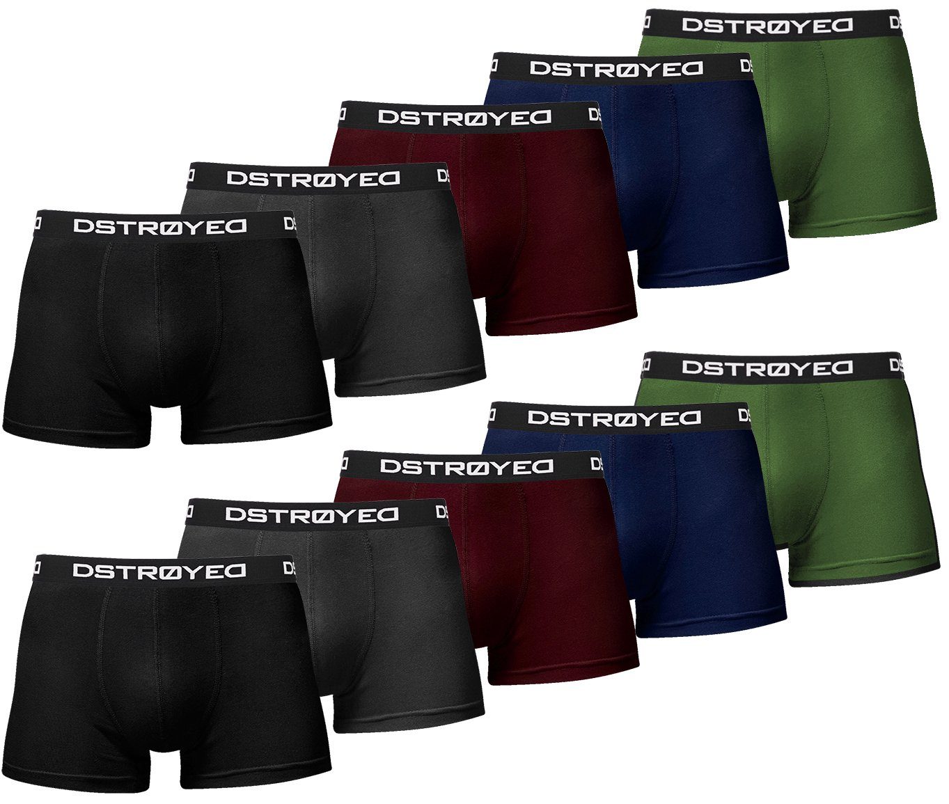 DSTROYED Boxershorts Herren Männer Unterhosen Baumwolle Premium Qualität  perfekte Passform (Vorteilspack, 10er Pack) S - 5XL, MEHRPACK: Zehn  hochwertige Boxershorts in klassischem 'All Black' und Unifarben