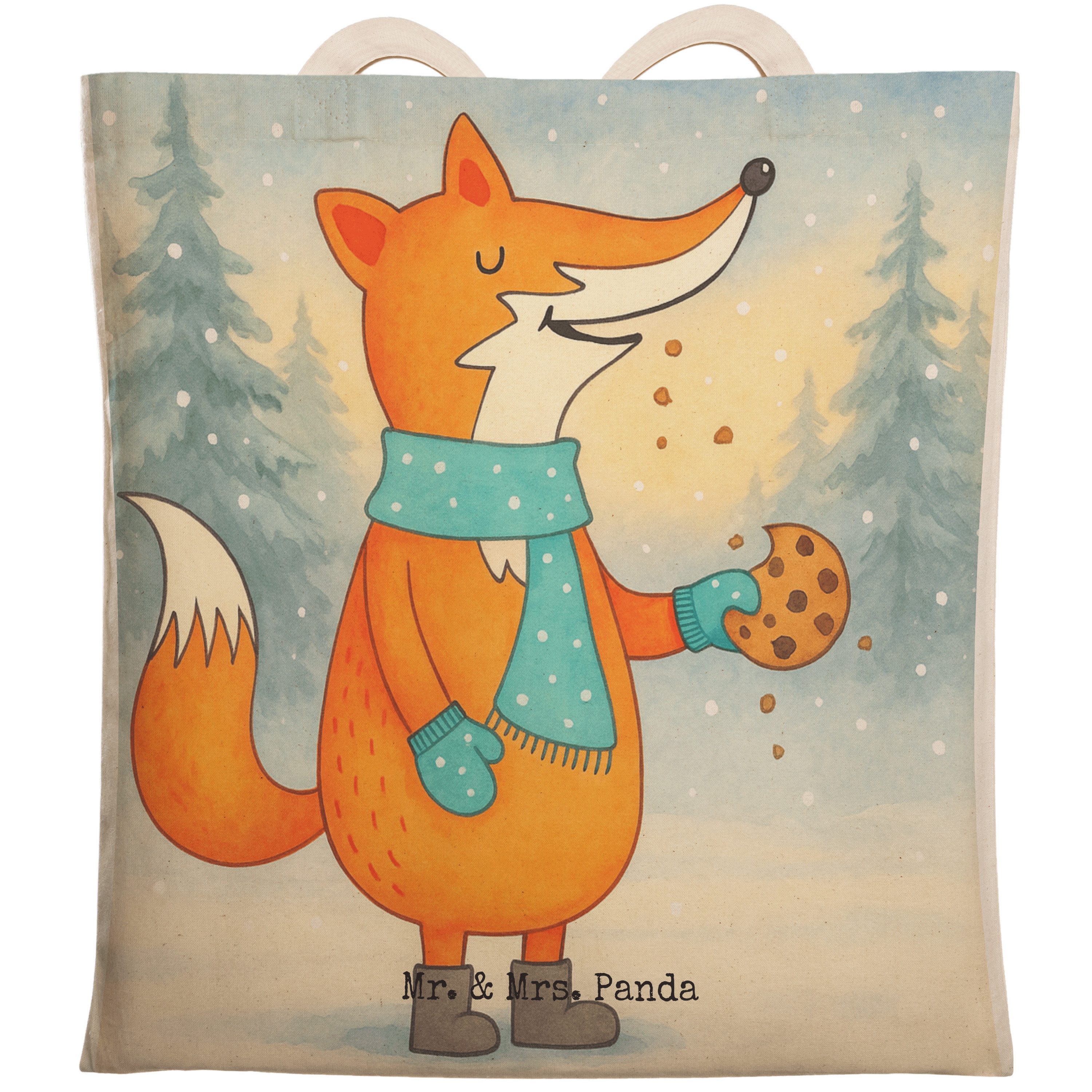 Tragetasche Fuchs Keks Design, Tote Bag, Weiß, Frieren, Weihnachtlich, Beuteltasc