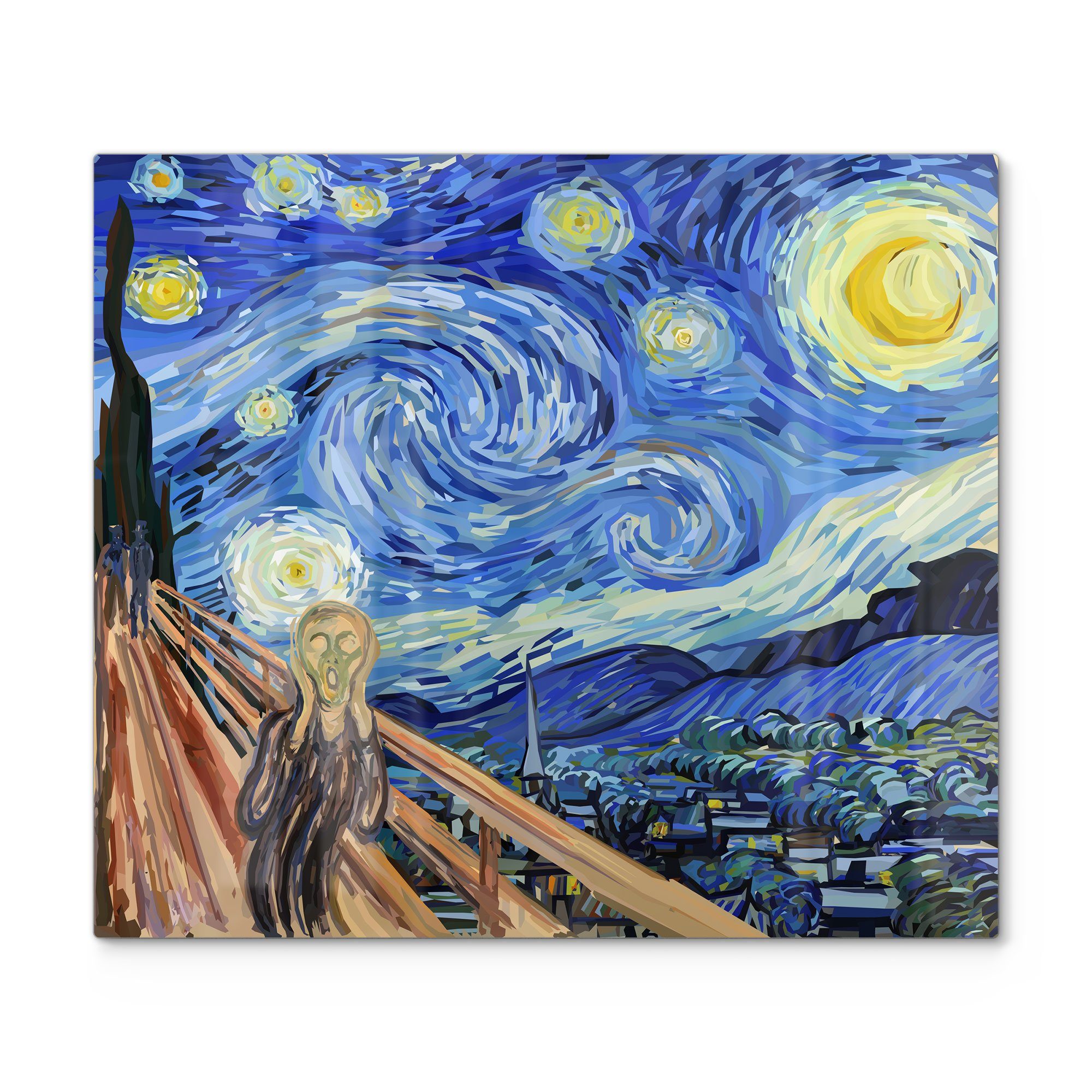 DEQORI Herdblende-/Abdeckplatte 'Munch trifft Van Gogh', Glas, (1 tlg), Glas Herdabdeckplatte Ceranfeld Herd | Herdabdeckplatten