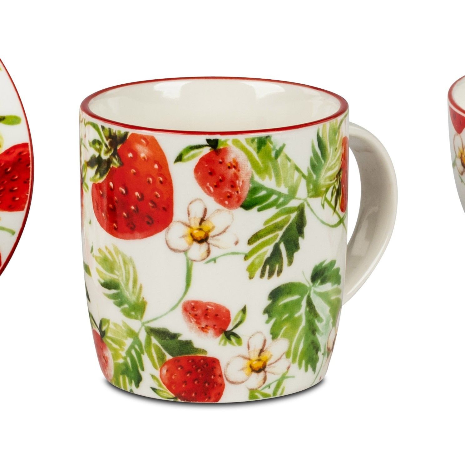 formano Tasse Strawberrys, Porzellan, Spülmaschinengeeignet, Weiß, Motiv: Erdbeeren