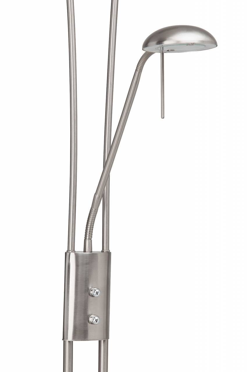 LED Finn 18W Lampe integriert Lesearm Finn, LED Deckenfluter 3000K, 1x Brilliant eisen/weiß Stehlampe