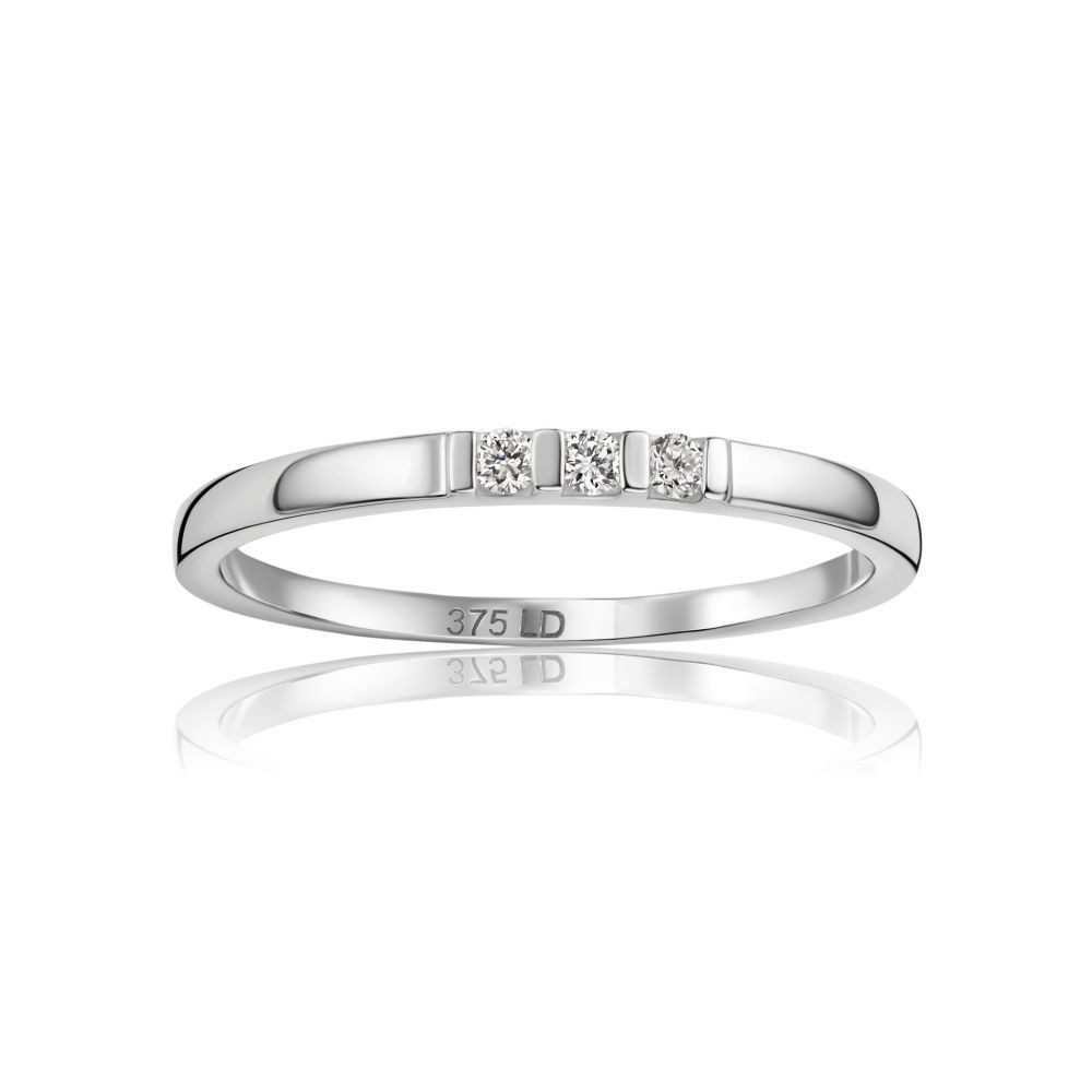 Miore Diamantring Trilogy für Damen in 9K (375) Weißgold mit 3 Diamanten ges. 0,05 ct, in Stangenfassung - Echtgold
