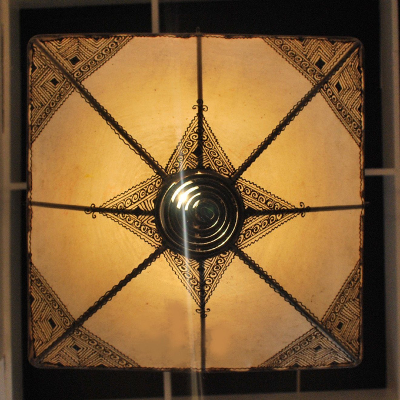 l-artisan Hängeleuchte, Marokkanische Quadrat Orientalisoche 40 Leuchtmittel, x Hängelampe 40 Deckenleuchte, Deckenlampe, Lampenschirm Leder Natur echt aus ohne CARRE cm