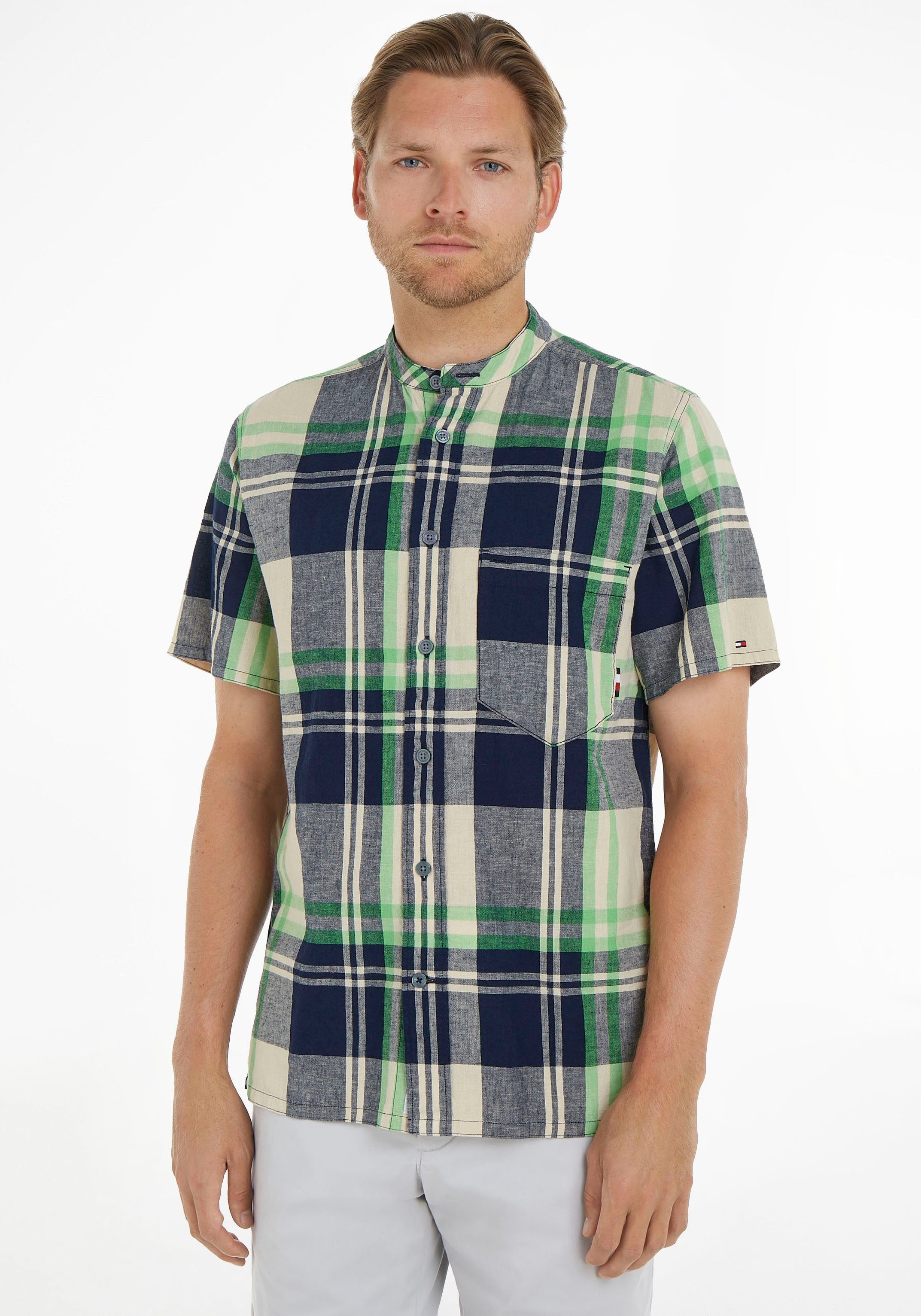 GIANT SHIRT Kurzarmhemd Optik karierter S/S RF CHECK CO/LI in Tommy Hilfiger