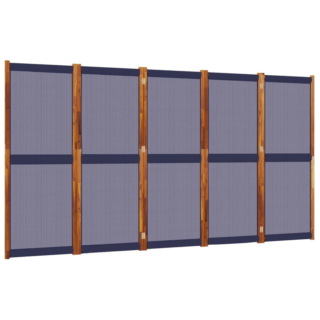 vidaXL Raumteiler 5-tlg. Paravent Dunkelblau 350x180 cm, 1-tlg.