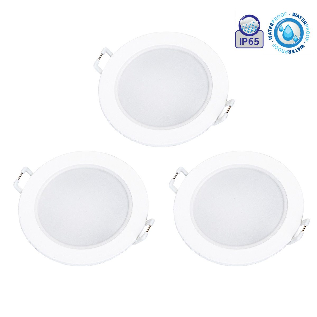 Aigostar LED Einbauleuchte 3er Set 4.8W LED Einbauspot Einbaustrahler Spot schwarz weiß IP65, 3er Set, 4.8w 520 Lumen, Kaltweiß, Rahmenfarbe Weiß, Lochmaß: 68mm