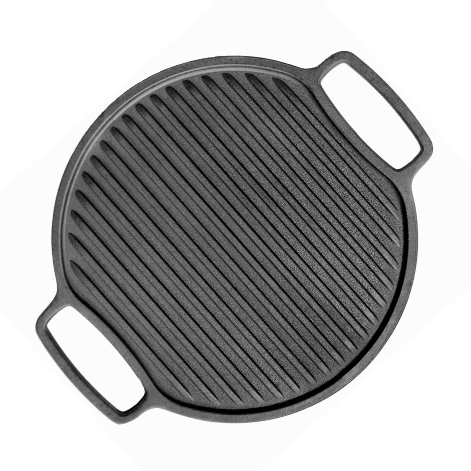 BIG-PAN Grillplatte Ø32cm Grillplatte Gusseisen Rund Zweiseitige