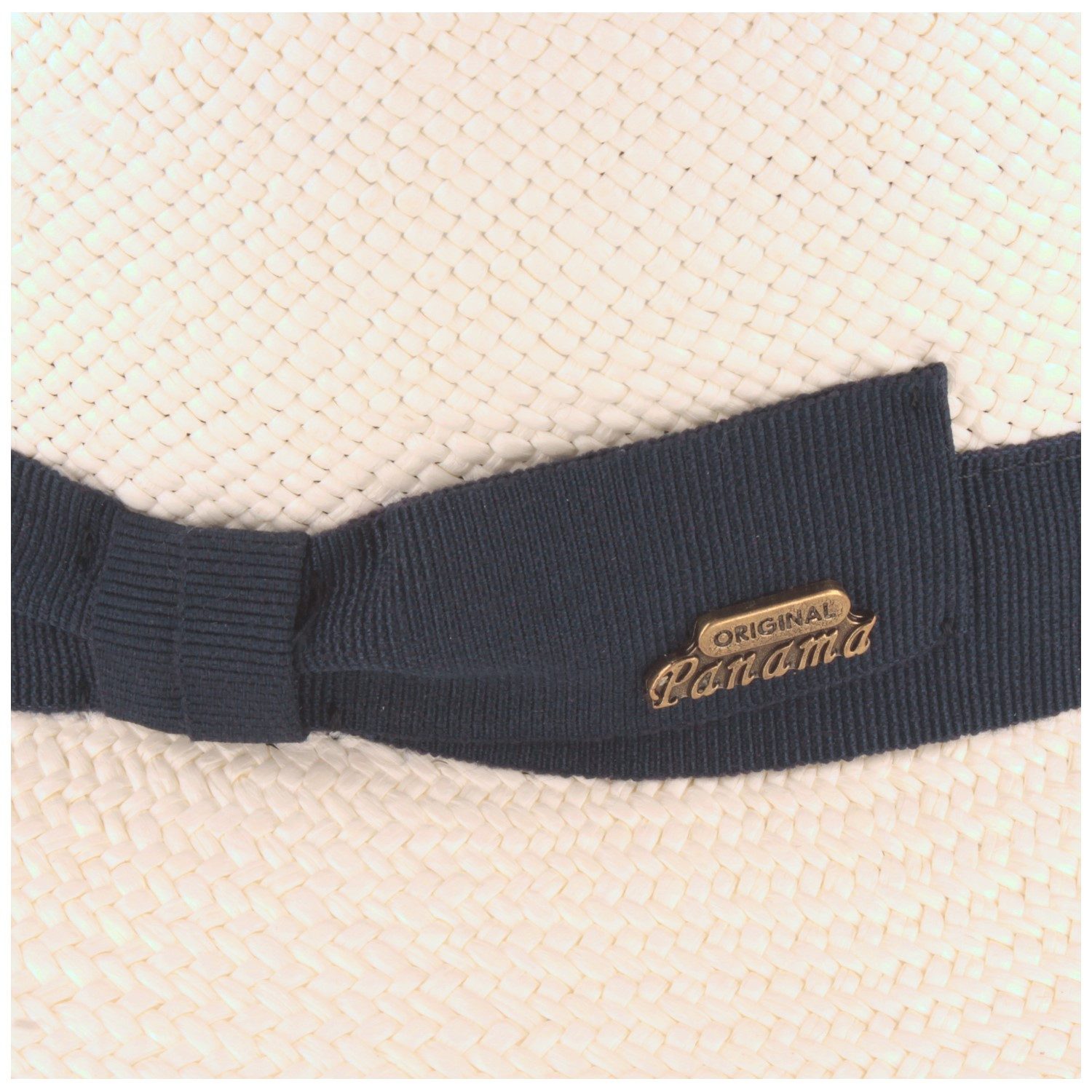 Breiter Strohhut Handgefertigter Panama Traveller mit Ripsband und UV 50+