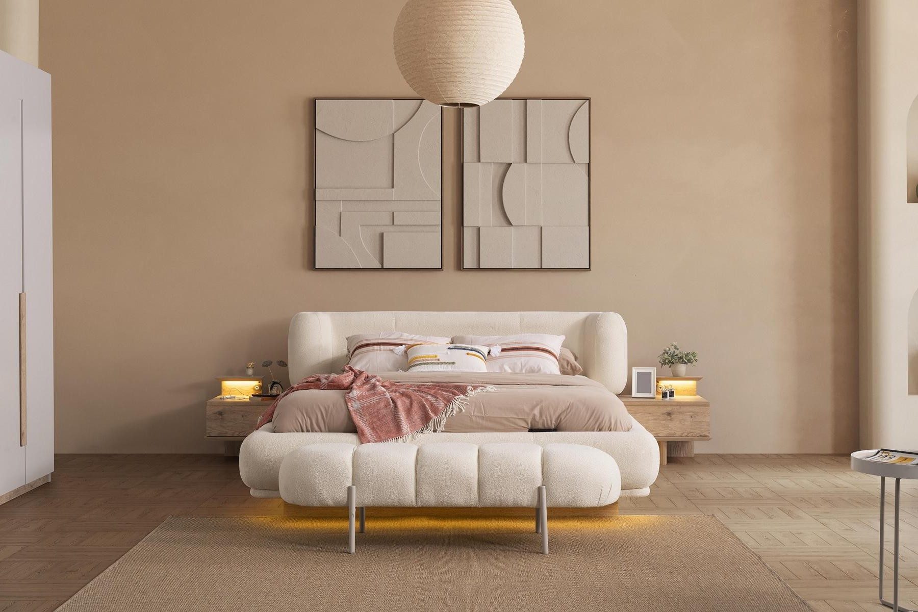 Xlmoebel Schlafzimmer-Set Schlafzimmer Set 2x Nachttische Bettgestell Bettkopfteil Bettbank Edel, (Schlafzimmer Set, 4-tlg., 4-tlg)