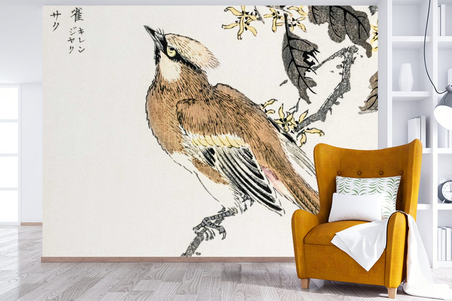 Wallpaper MuchoWow Tapete für bedruckt, Fototapete Japanisch Vogel Matt, Vinyl Wohnzimmer, Baum, Kinderzimmer, (6 Schlafzimmer, - St), -