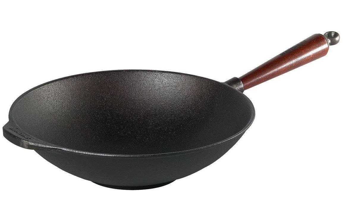 Skeppshult Wok Griff aus Buchenholz, Gusseisen (1-tlg), unbeschichtetes Gusseisen, Ø 30 cm, Induktion