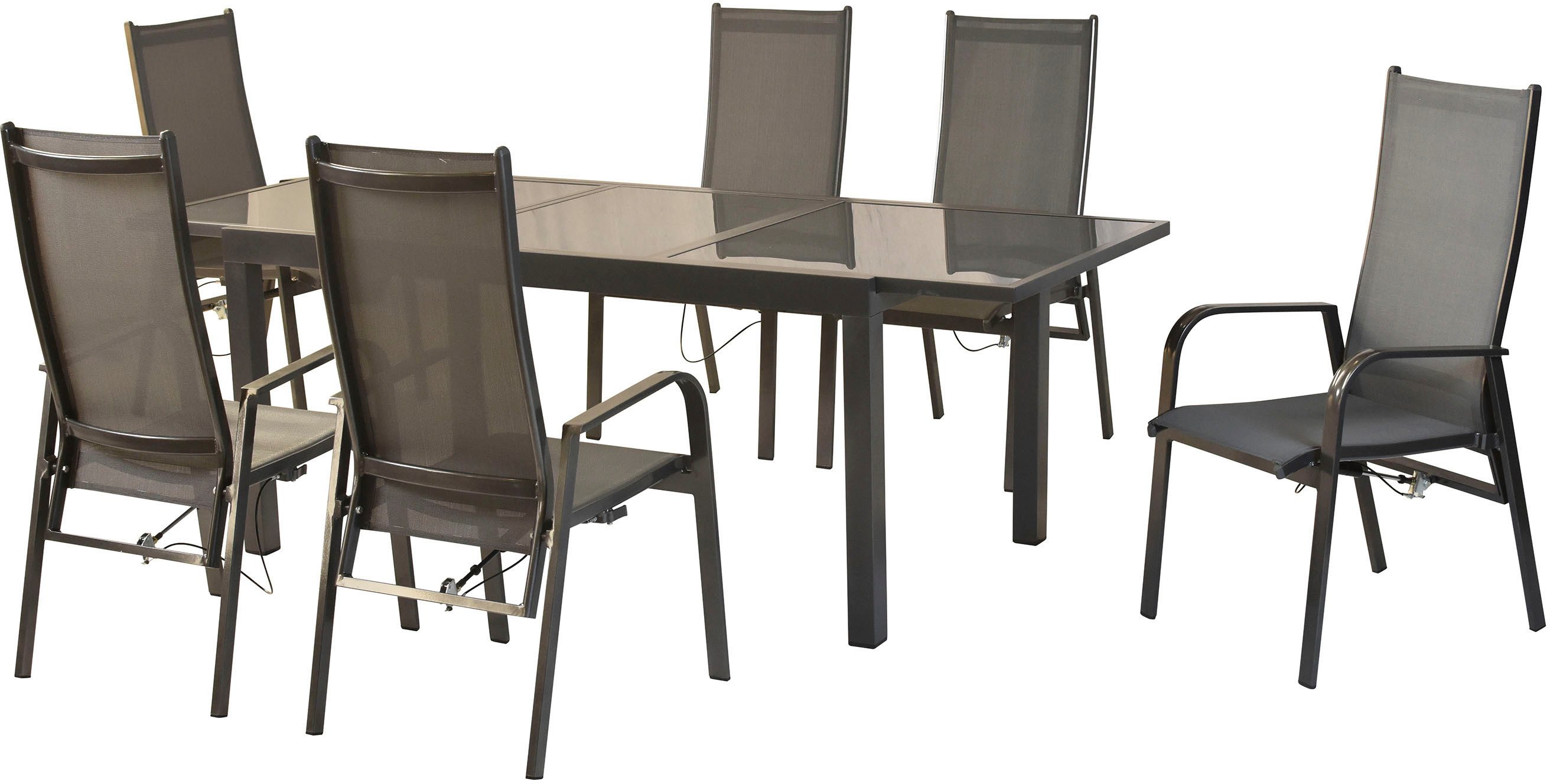 MERXX Garten-Essgruppe »Alassio«, (Set, 7-tlg), Rückenlehne verstellbar durch Gasdruckfeder