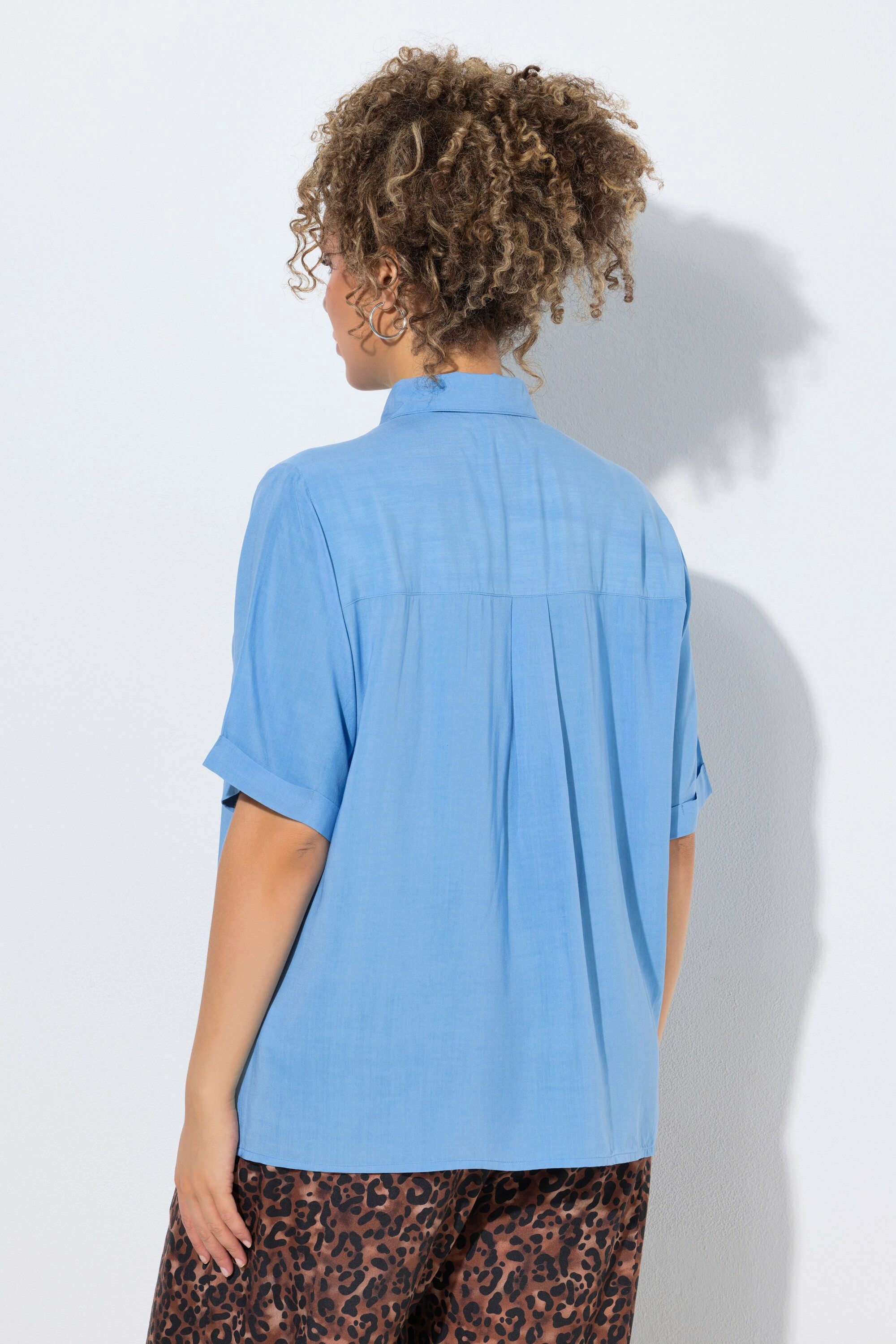 Ulla Popken Hemdbluse Bluse A-Linie Hemdkragen Halbarm