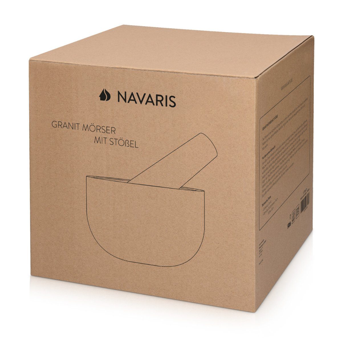 Navaris aus großes - Ø Gewürzmörser mit 16cm Granit Schlegel Mörser Set -
