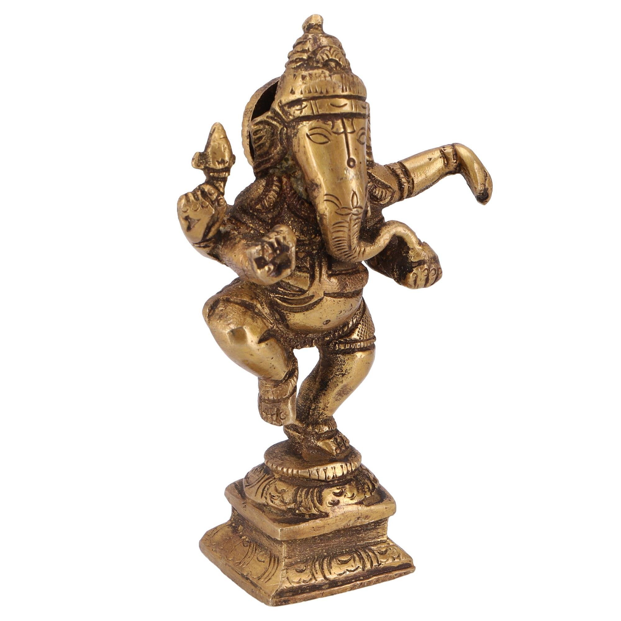 Guru-Shop Dekofigur Messingfigur Ganesha Ganesha.. Statue, tanzender