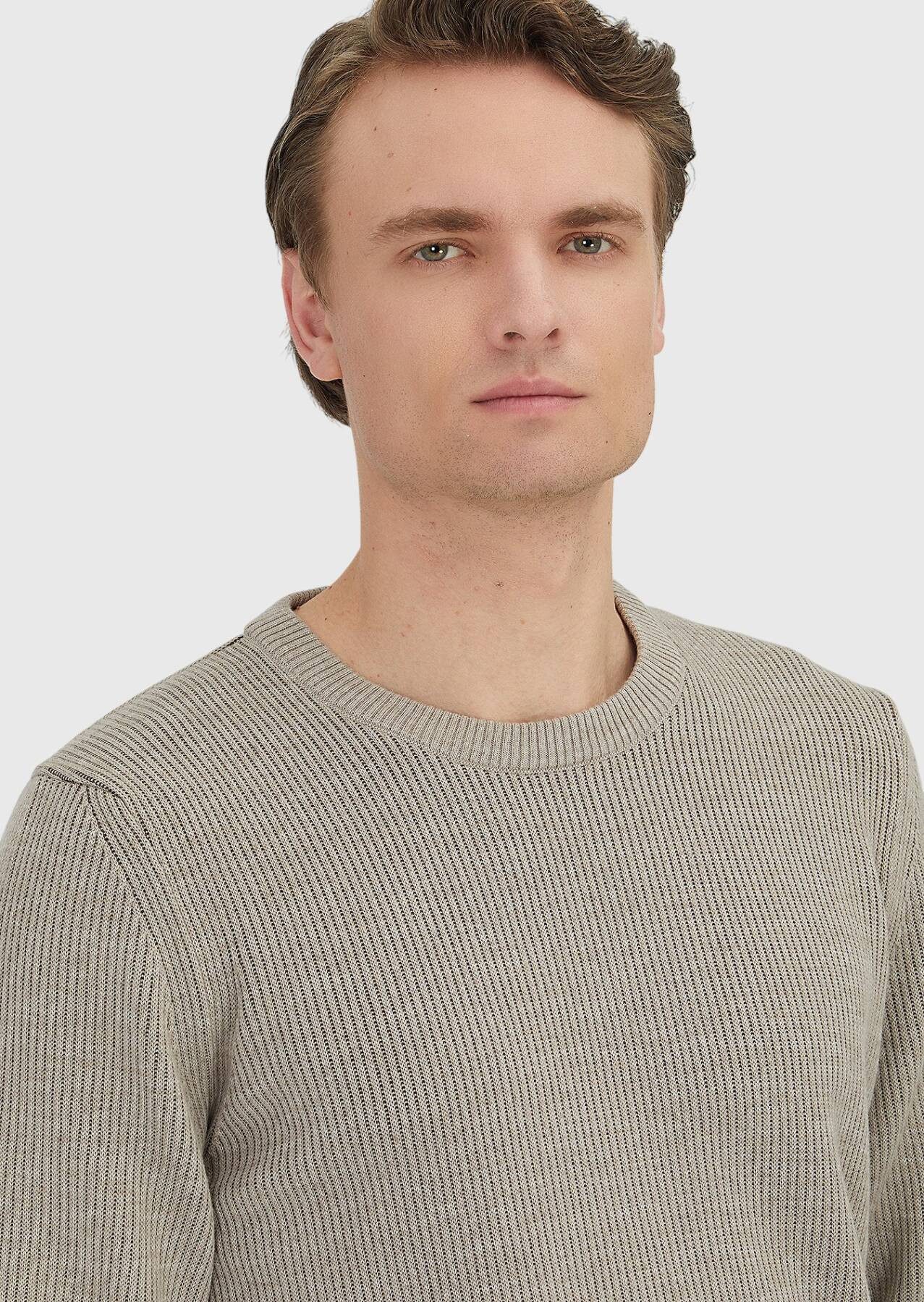 RAMSEY Longpullover Beiges Strick-Sweatshirt
